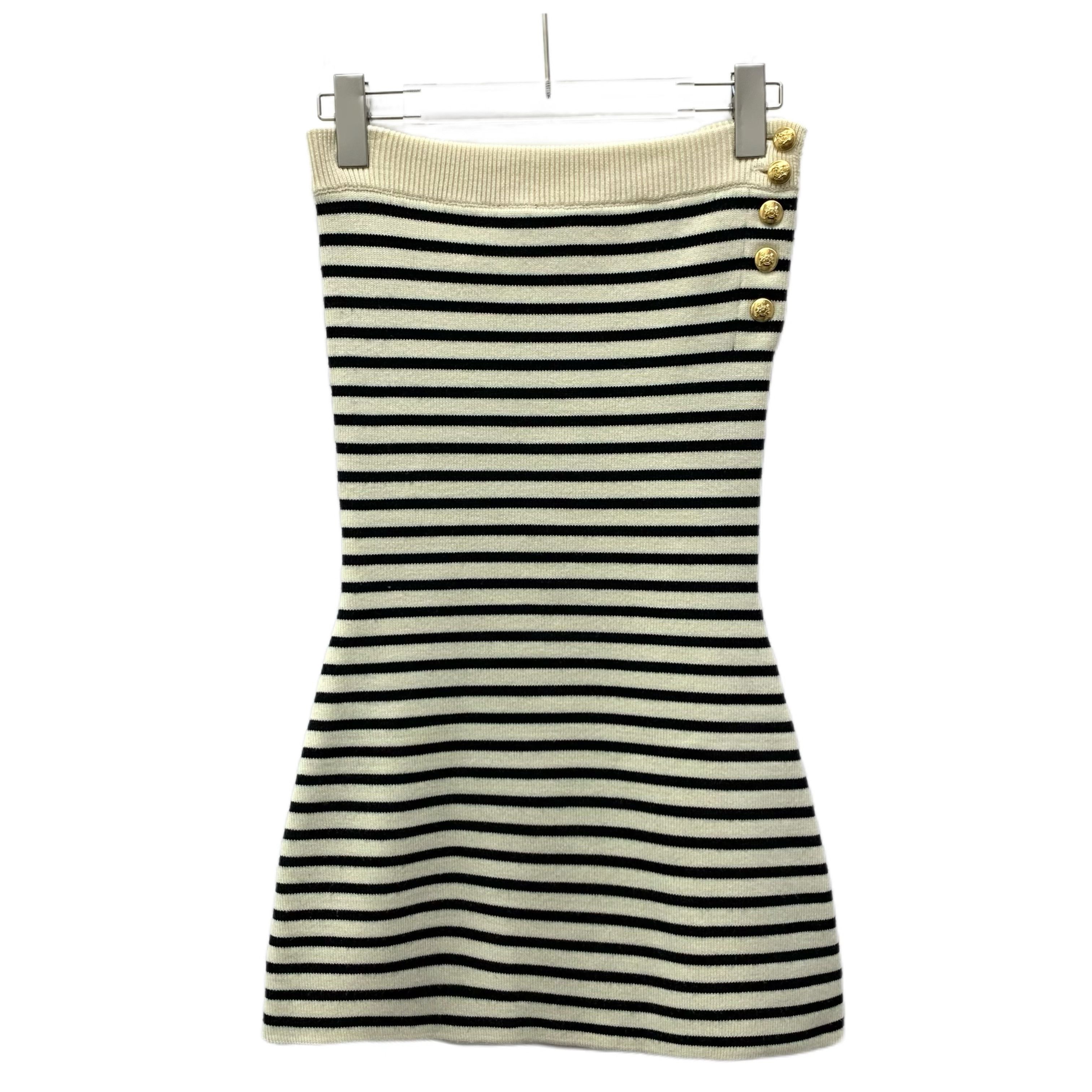 Celine Wool Dress – Striped Colorblock Knit Bustier (Size S)