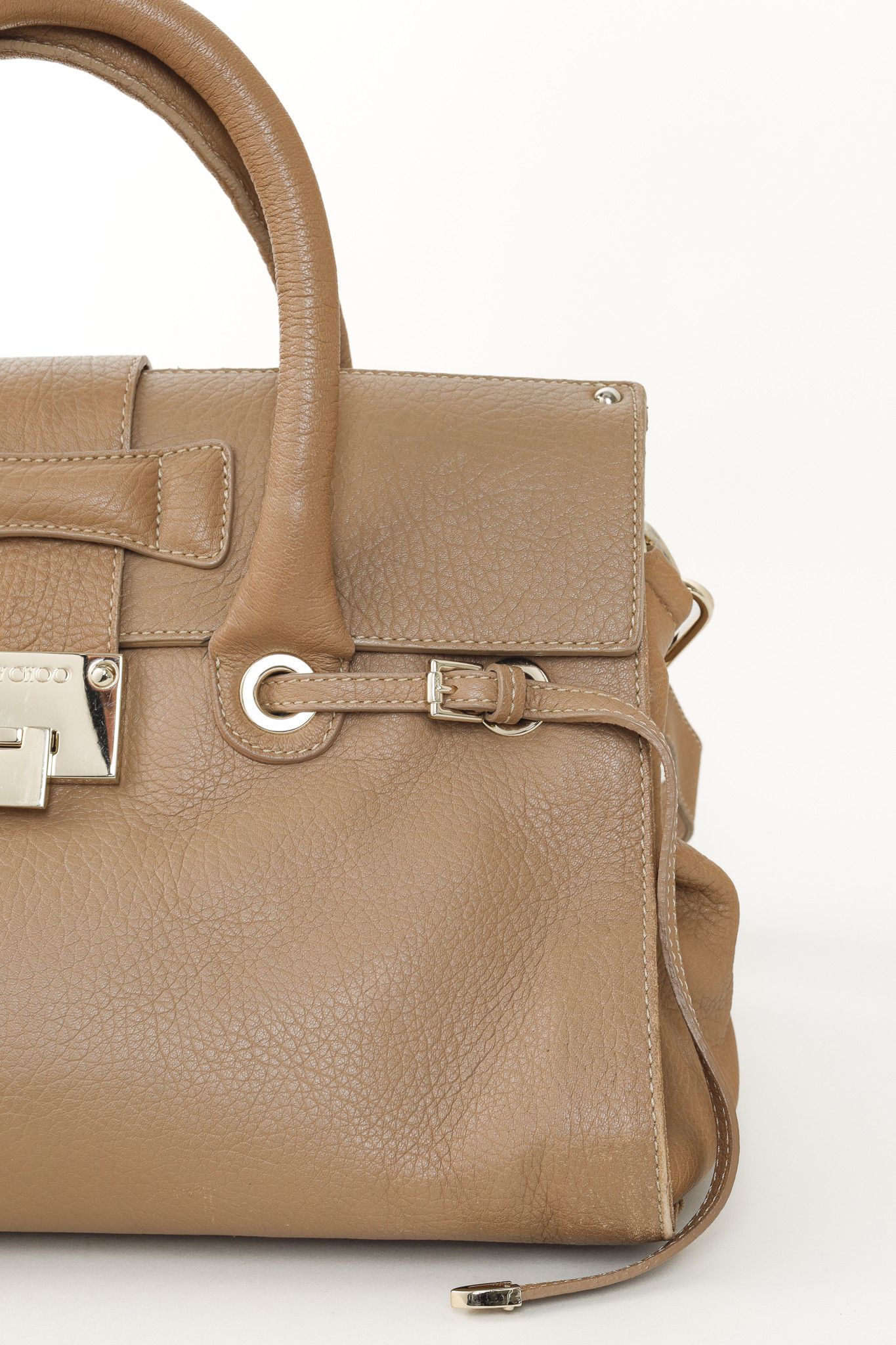 Jimmy Choo Jimmy Choo Grainy Calf Large Rosalie Satchel Bag in Nude Size ONE SIZE - 9 Thumbnail