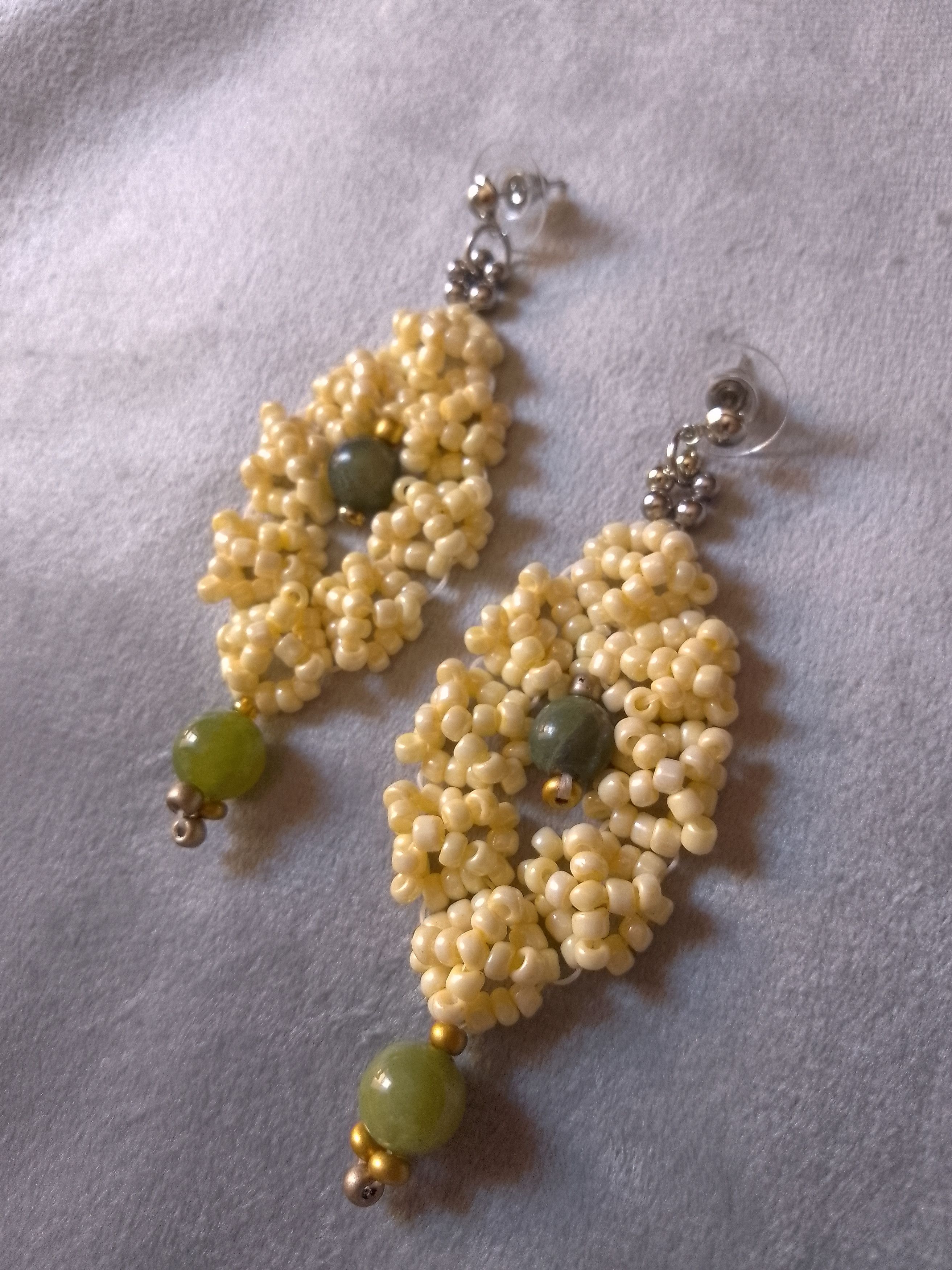 Handmade Dangling earrings handcrafted with natural Green jade Size ONE SIZE - 3 Thumbnail