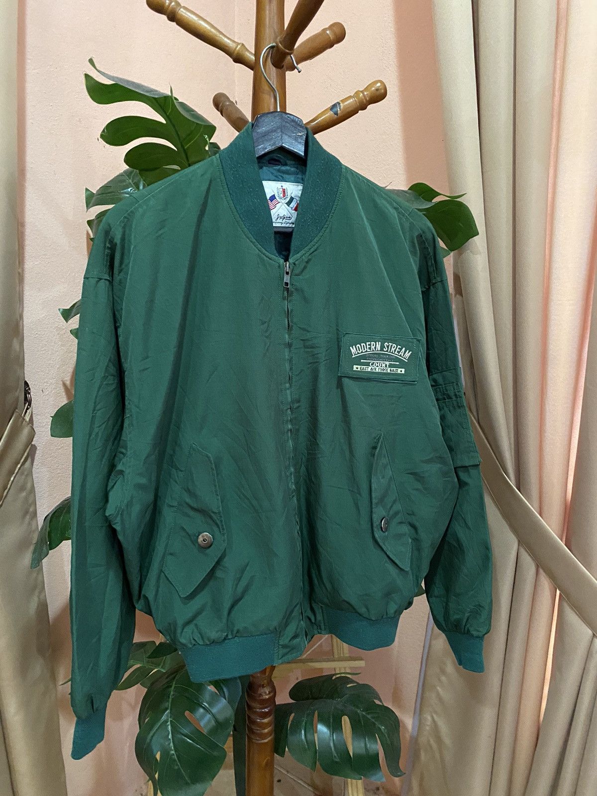 Other Vintage Modern Stream Green Bomber Jacket by Jolgura Company Size US L / EU 52-54 / 3 - 3 Thumbnail