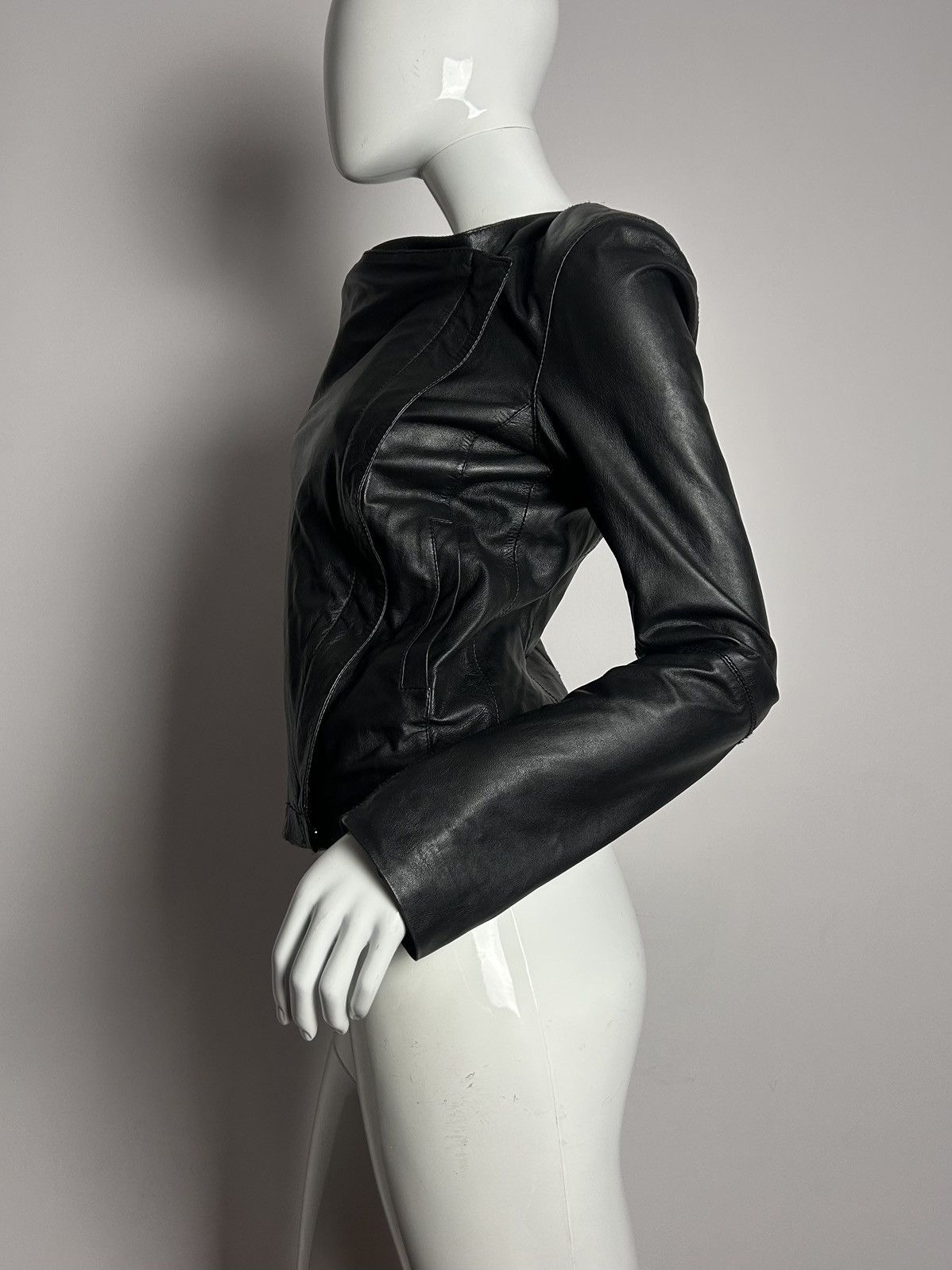 Other French designed leather vintage asymmetric jacket Size S / US 4 / IT 40 - 4 Thumbnail