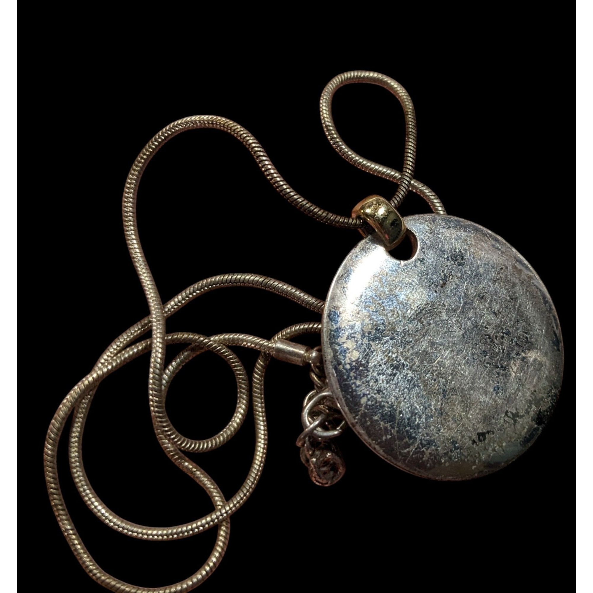 Other Modern Medallion Silver Tone Pendant Necklace With AK Engrav Size ONE SIZE - 2 Thumbnail