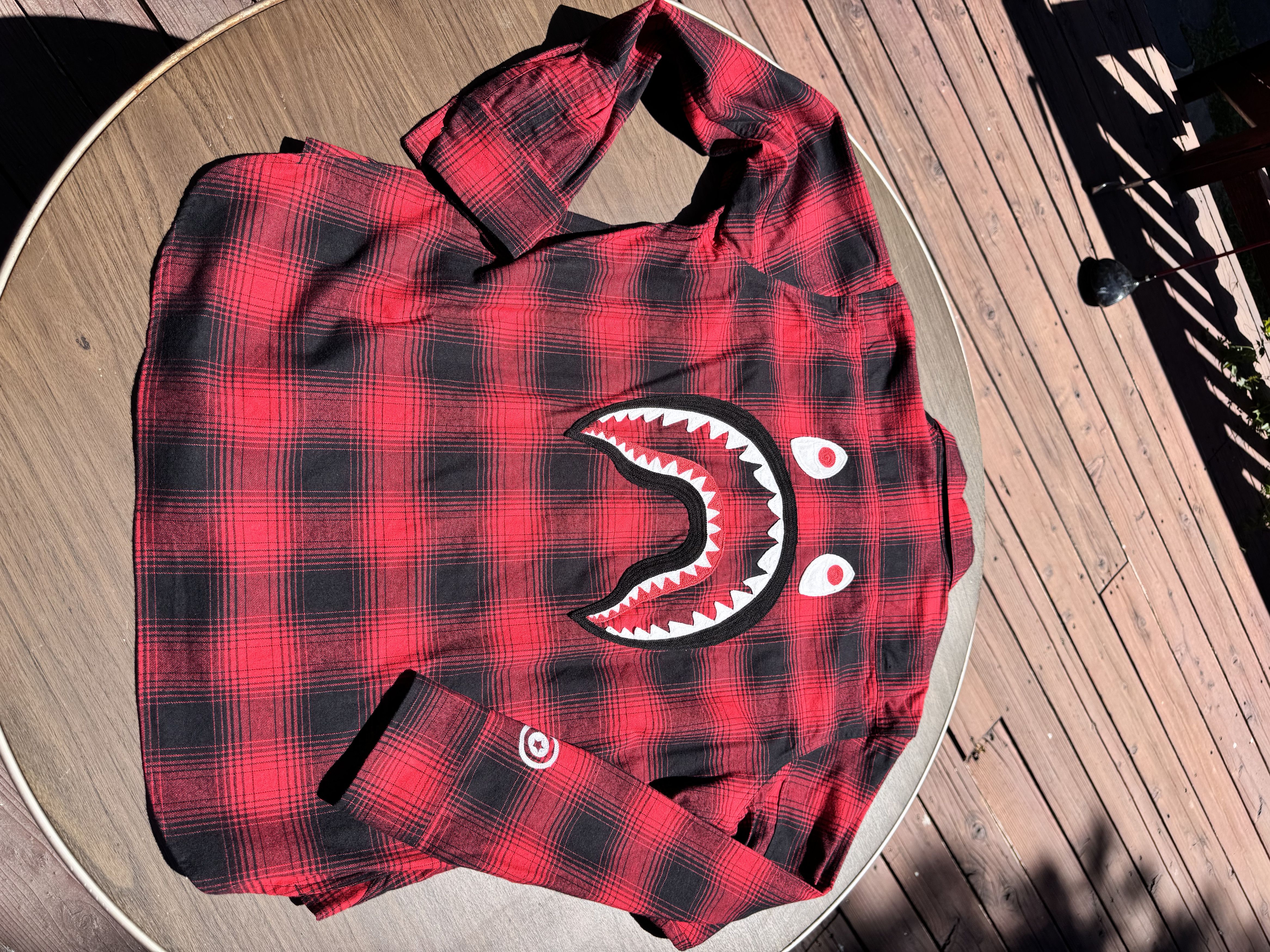 Bape a bathing ape check shark relaxed fit flannel shirt Size US M / EU 48-50 / 2 - 6 Thumbnail