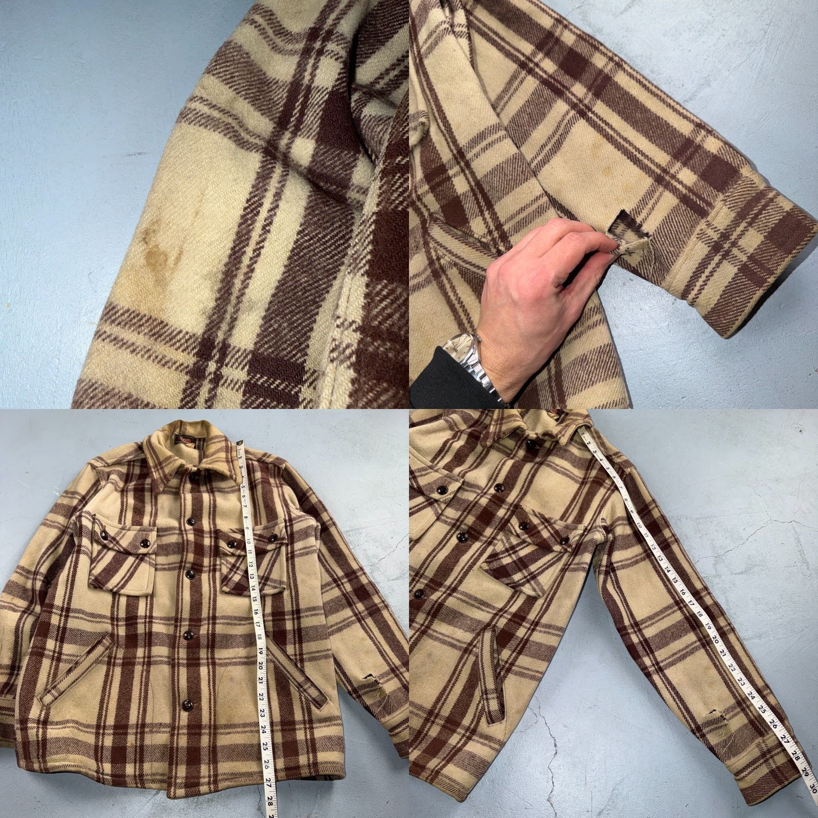 Vintage Woolrich Jacket Main Selling Point: Vintage Woolrich Mackinaw Hunter Plaid 38 Gray Brown Wool RARE 40s 50s Jacket Mens Size US XXS / EU 40 - 8 Thumbnail