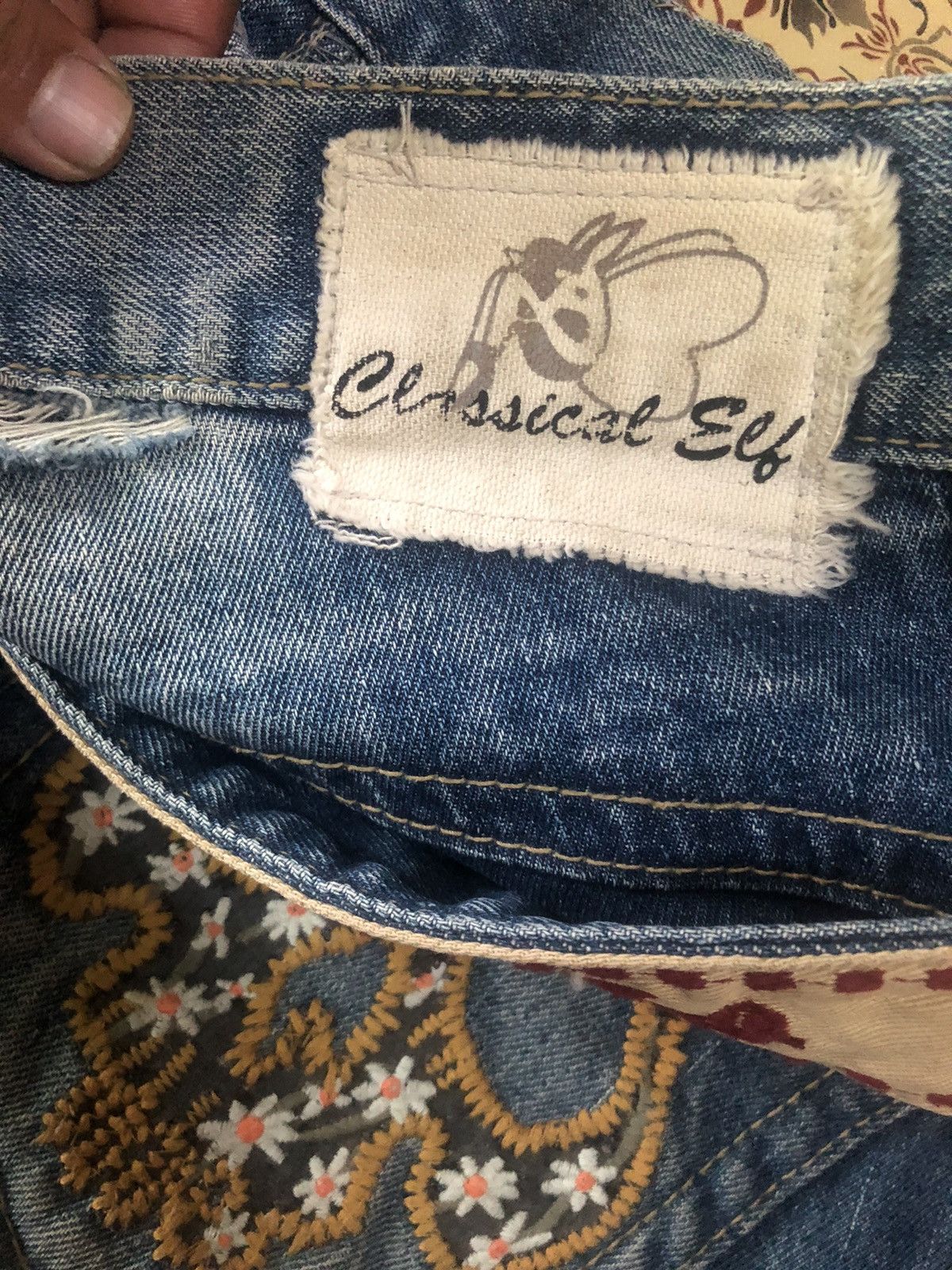 Japanese Brand Classical Elf Embroidered Back Pocket Mud Max Denim Pants Size US 36 / EU 52 - 3 Thumbnail