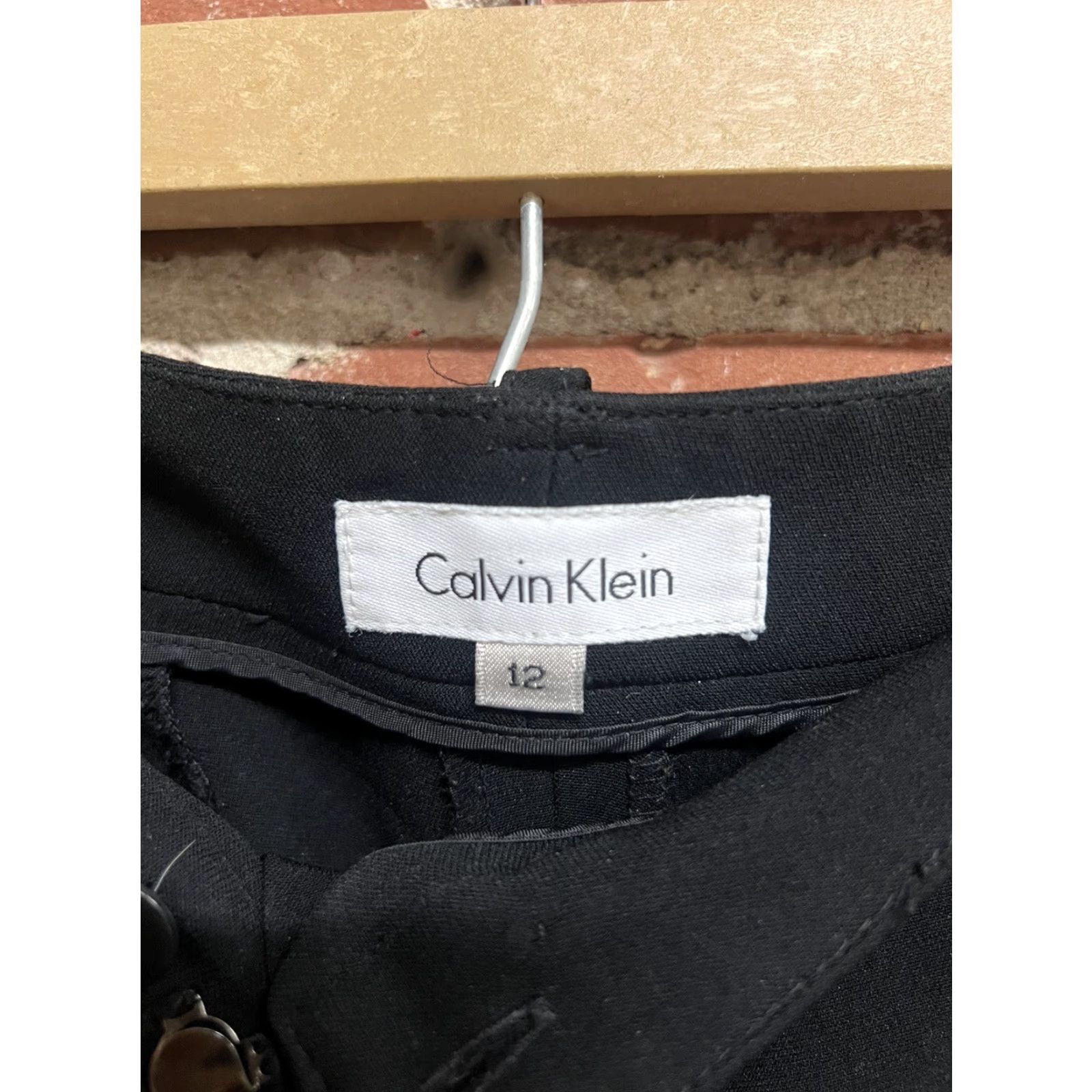 Calvin Klein Calvin Klein Women's Pants Black 12 Wide Leg Mid Rise Inseam 31 in Regular Size Type Womens KD Size 34" / US 12 / IT 48 - 3 Thumbnail
