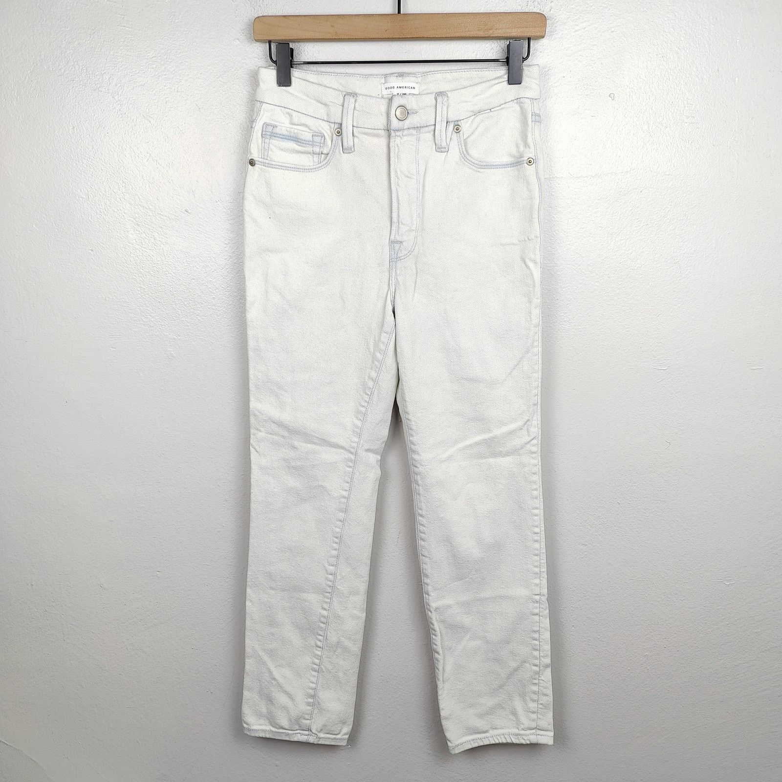 Good American Good American Straight Leg Jeans Womens 2 26 Light White Size 26" / US 2 / IT 38 - 1 Thumbnail