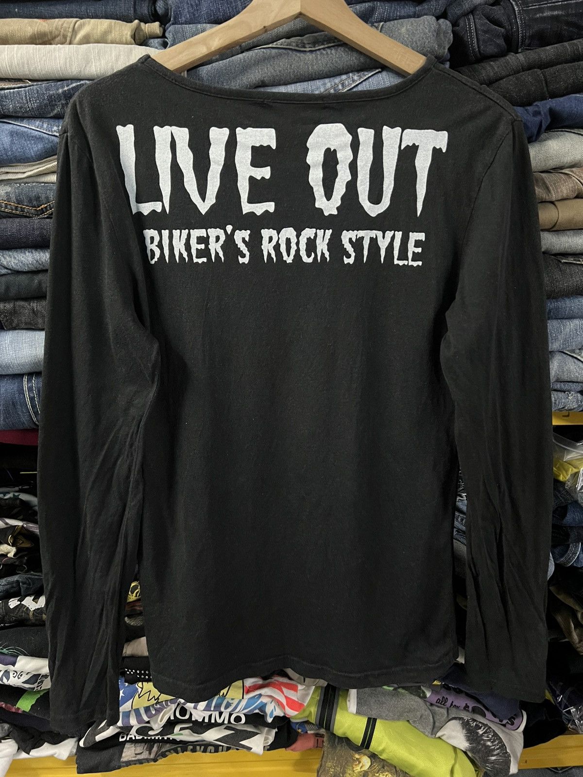 If Six Was Nine × Japanese Brand × Vintage Vintage Hybrid Rock Live Out Bikers Rock Style Tee Size S / US 4 / IT 40 - 2 Thumbnail