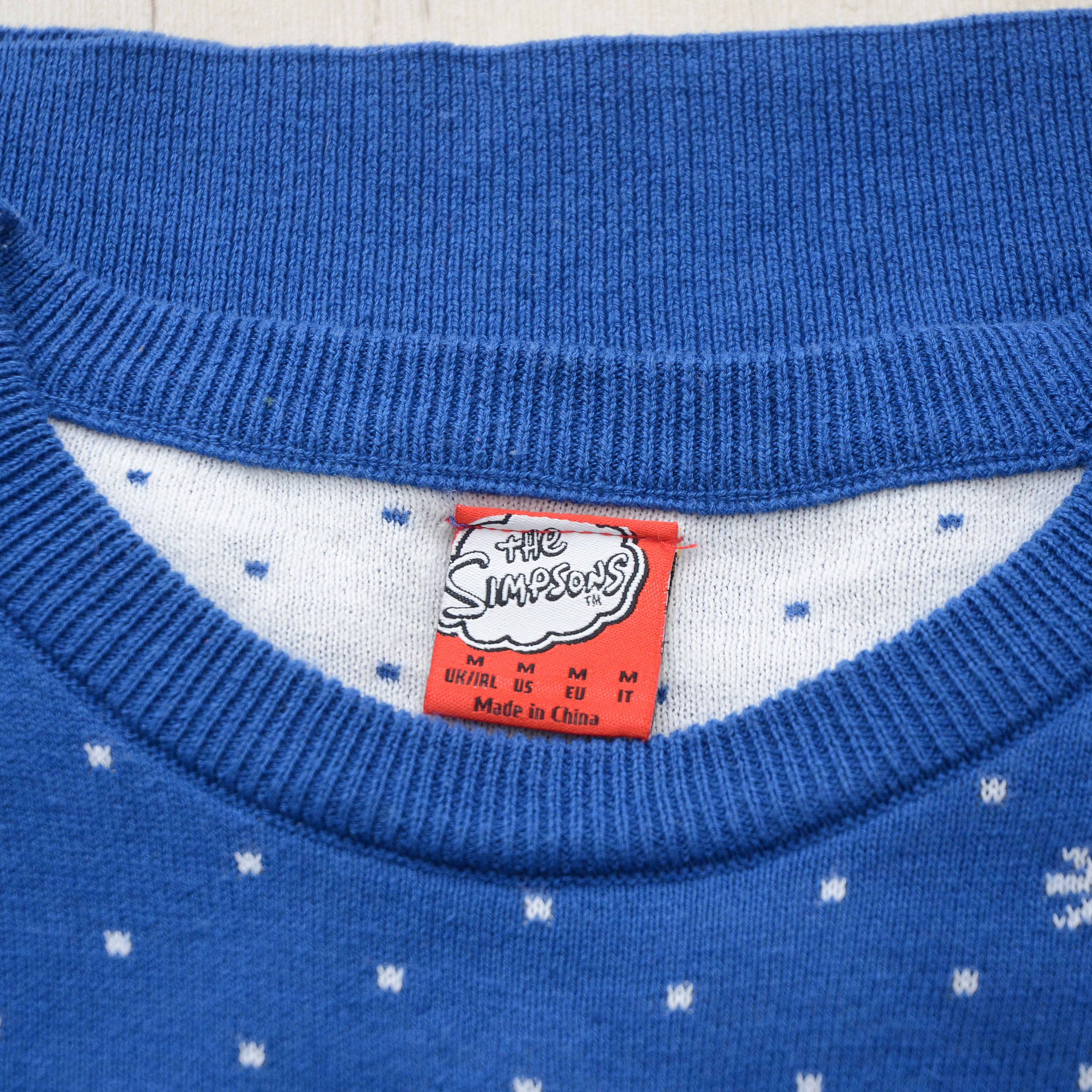 Cartoon Network The Simpsons Mr Plow Christmas Sweater Blue Geometric Jumper Size US M / EU 48-50 / 2 - 10 Thumbnail