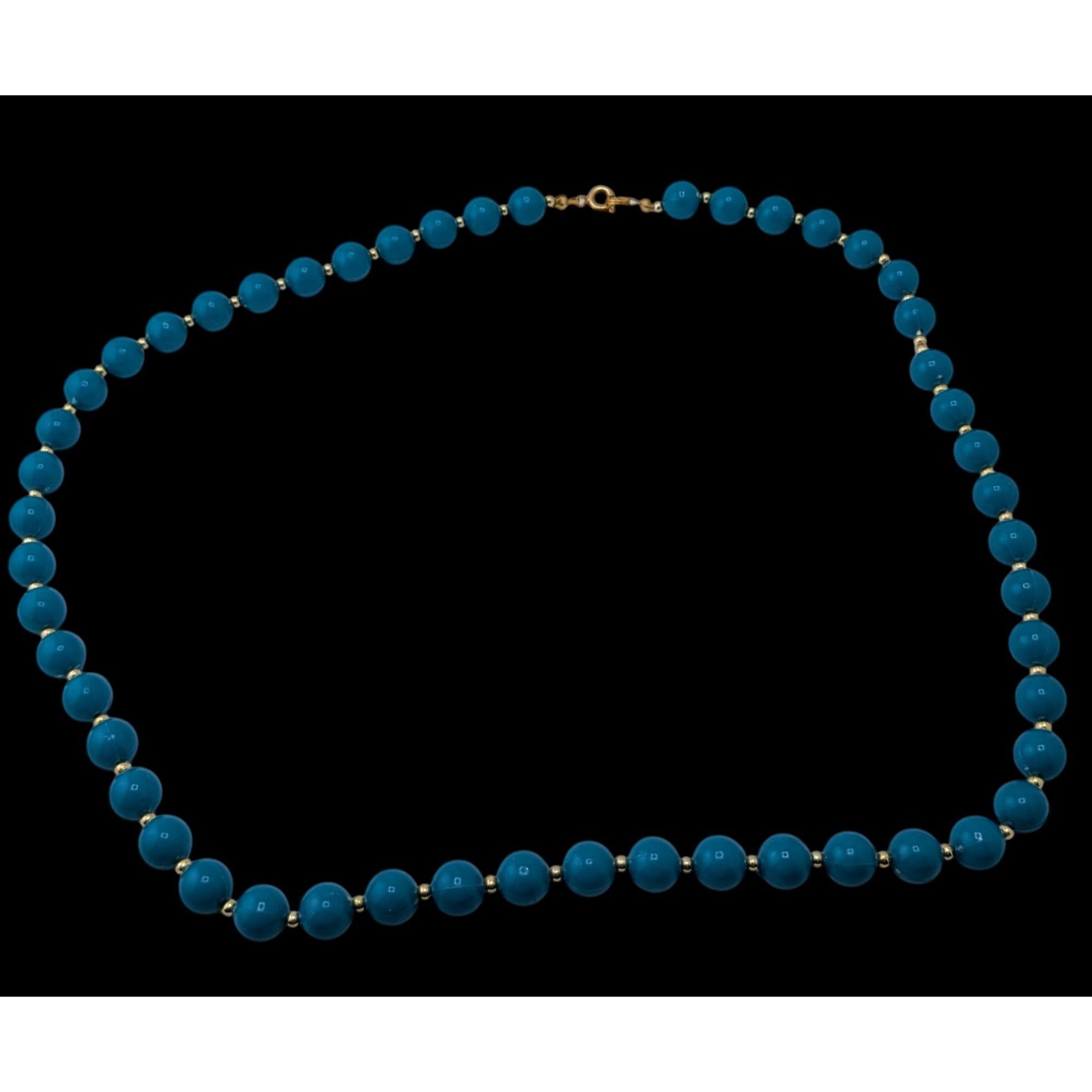 Other Vintage Retro Blue Bead Necklace With Gold-Tone Accents Size ONE SIZE - 3 Thumbnail