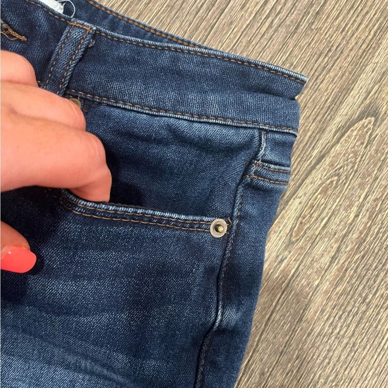 Vintage Copper Key Skinny Jeans High Rise Whisker Denim Stretch Sz 7 Size 30" / US 8 / IT 44 - 8 Thumbnail