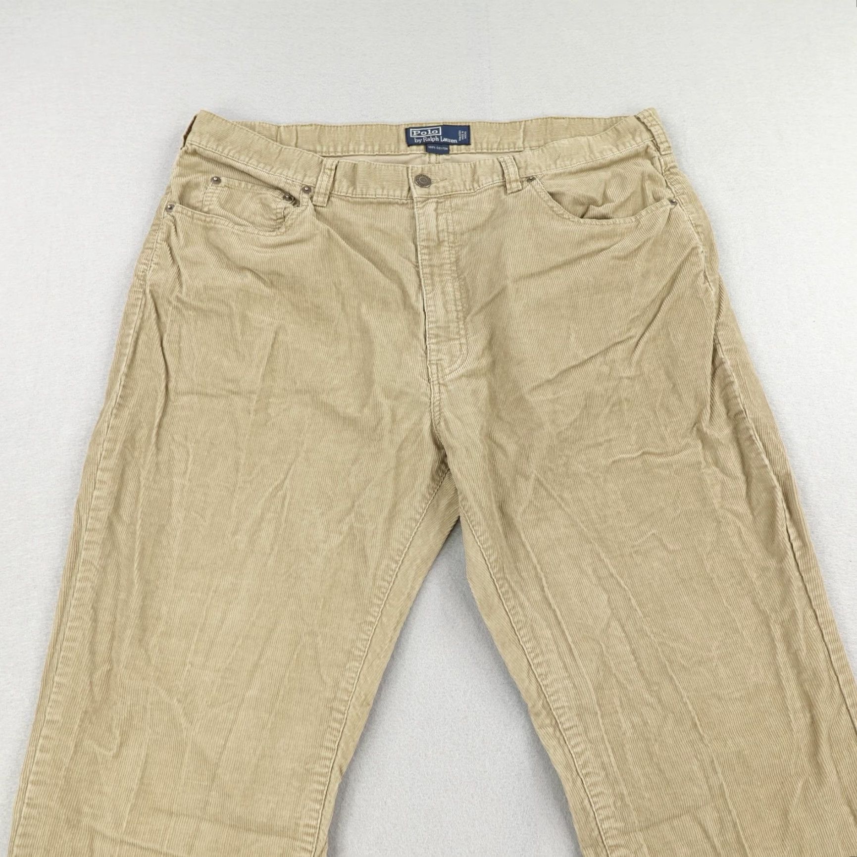Polo Ralph Lauren VINTAGE Polo Ralph Lauren Pants Men 40x32 Corduroy Tan Straight Leg Chino Slacks Regular Inseam 32 Penned Logo Accents Mens Size US L / EU 52-54 / 3 - 2 Thumbnail