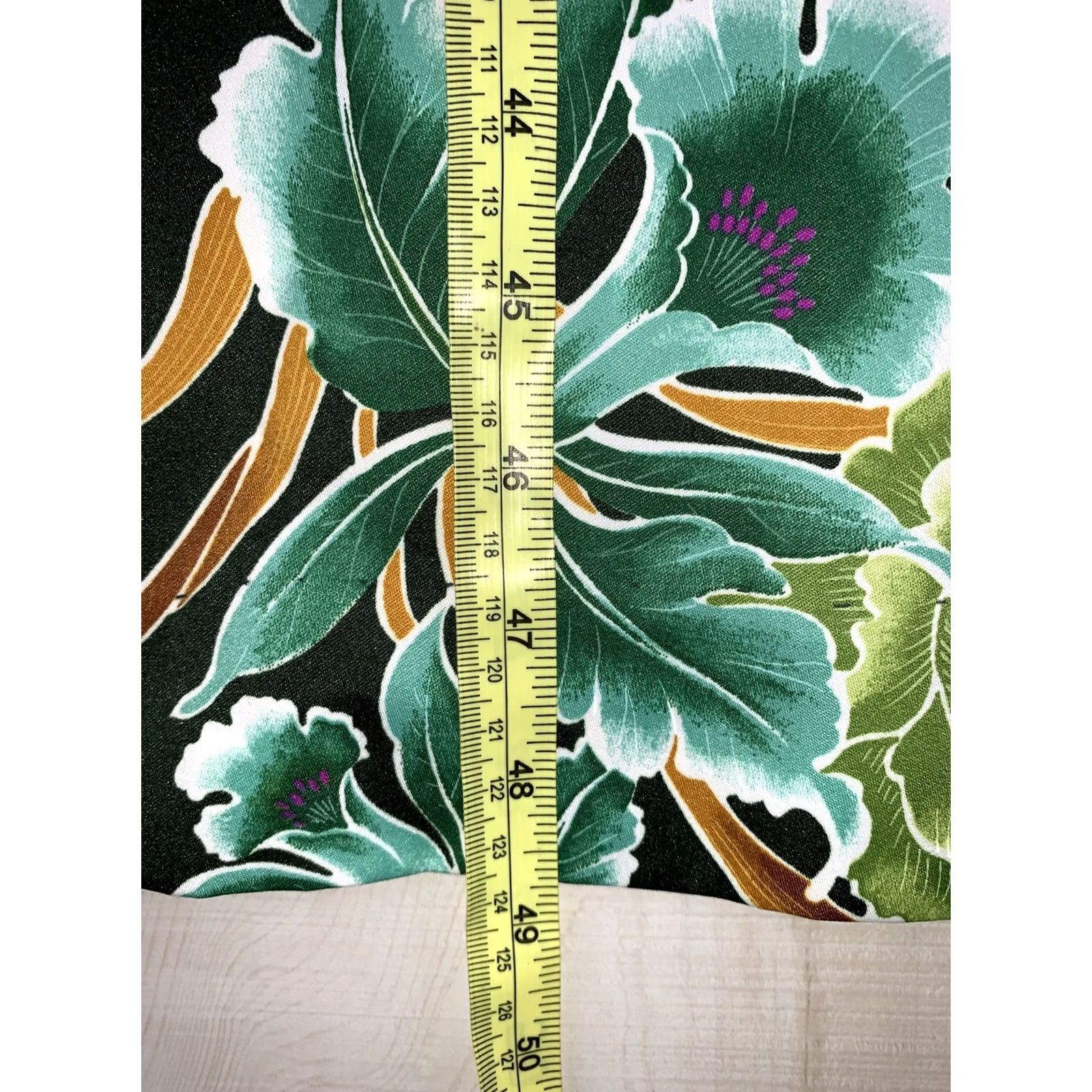 Hilo Hattie VINTAGE Womens Short Sleeve Satin Polyester Tropical Floral Dress Large Green Base Maxi 1970-80s Hilo Hattie Size 36" / US 14 / IT 50 - 7 Thumbnail