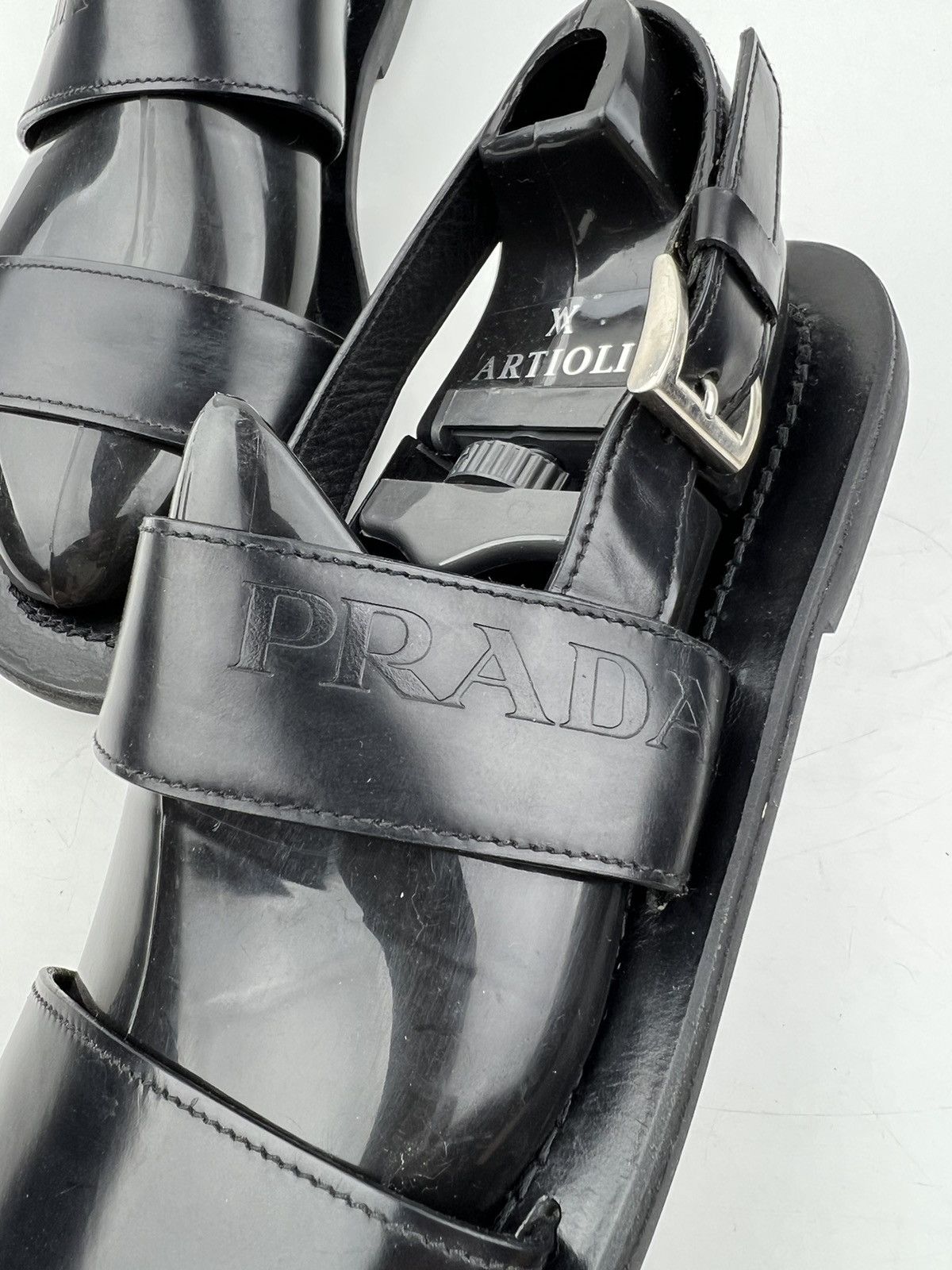 Prada PRADA MILANO Sandals Leather Shoes Straps Logo Black Men’s Size US 9 / EU 42 - 10 Thumbnail