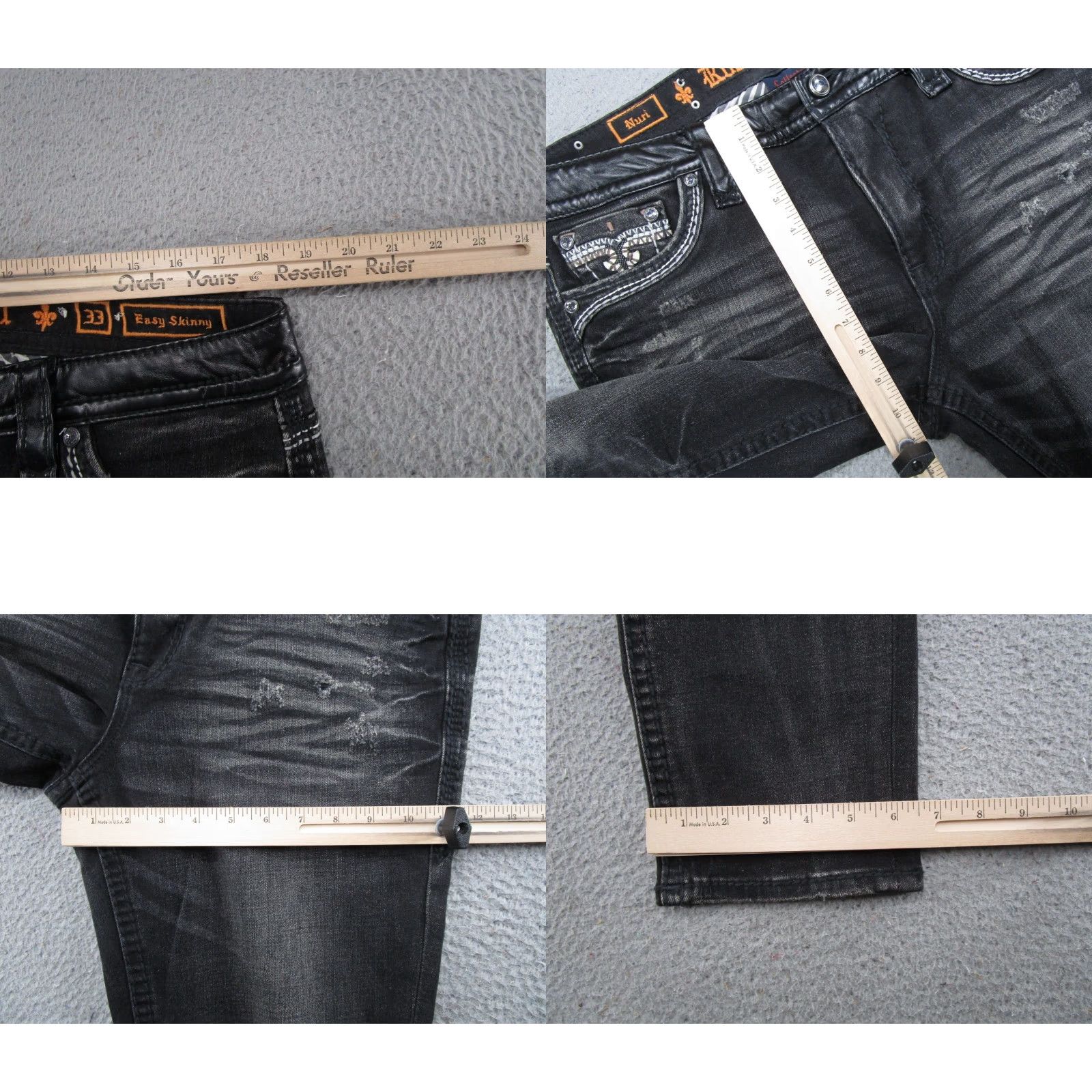 Vintage VINTAGE ROCK REVIVAL NURI EASY SKINNY SIZE 33 LIMITED EDITION BLACK JEANS 336/935 RARE Size 24" / US 00 / IT 34 - 8 Thumbnail