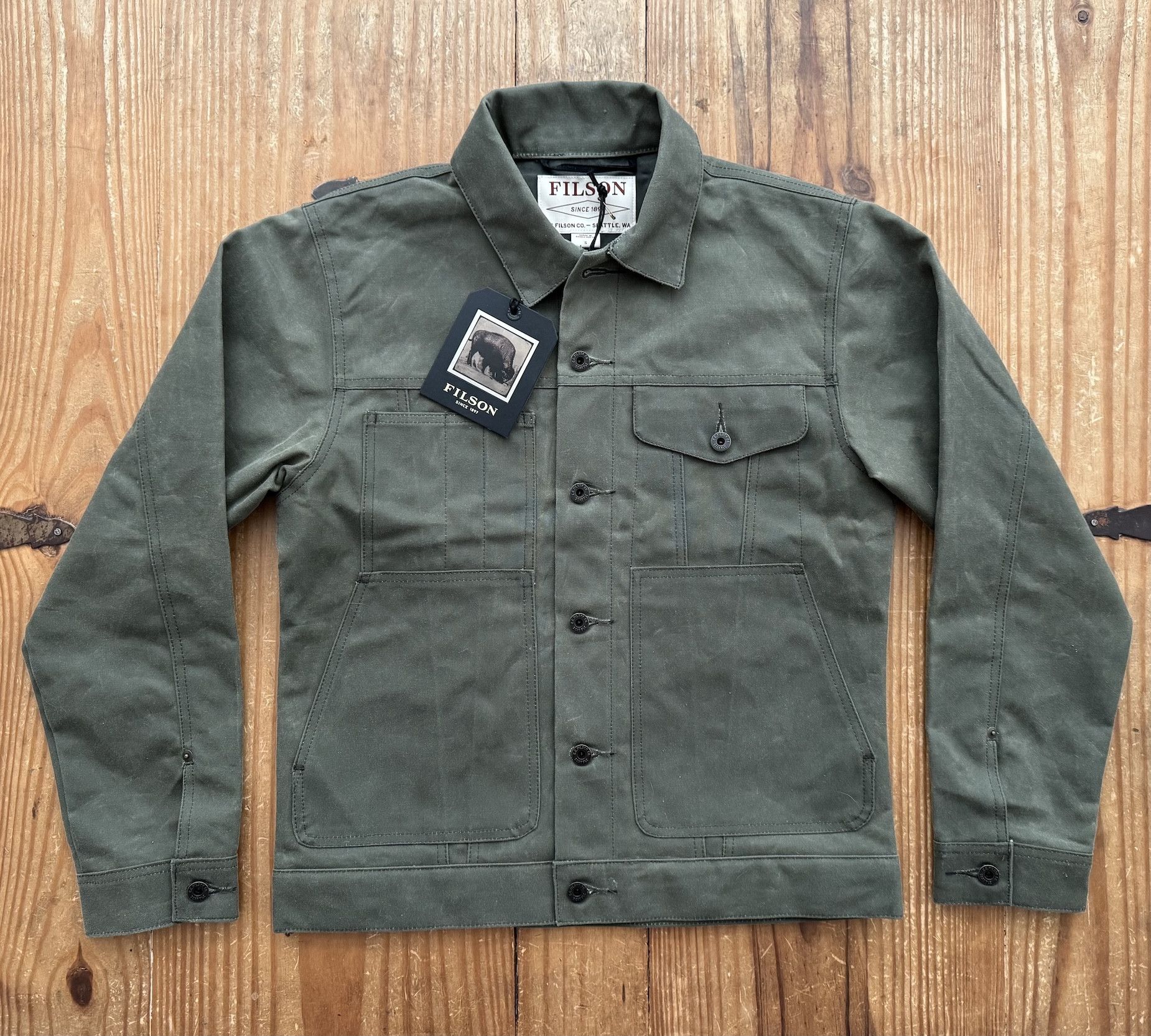 FILSON Belltown waxed denim jacket USA製 Filson Black Label Belltown Waxed Denim Jacket SZ XS – The Barn