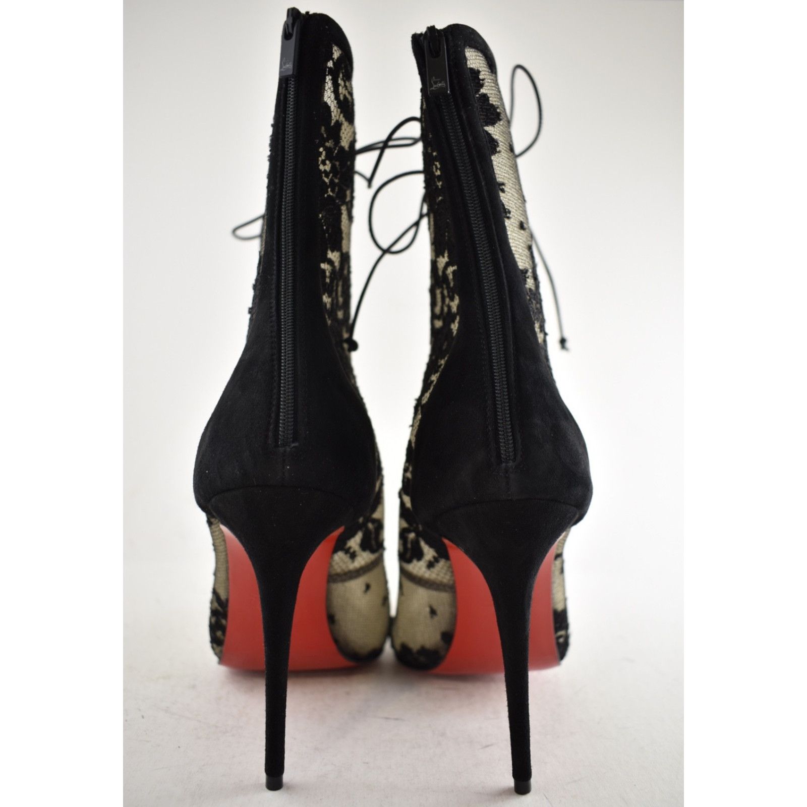 Christian Louboutin Christian Louboutin KM Lace Booty 100 Black Mesh Ankle 38.5 Size US 8.5 / IT 38.5 - 16 Thumbnail