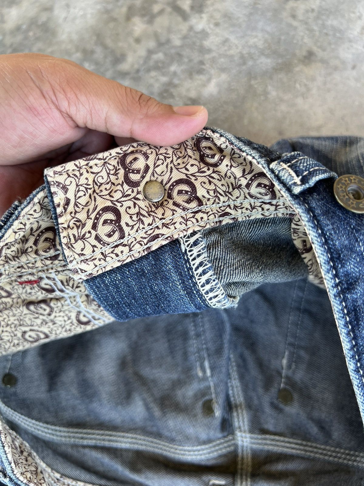 Edwin Vintage Flare Edwin 503 Blue Trip Distress Jean Size US 31 - 20 Thumbnail