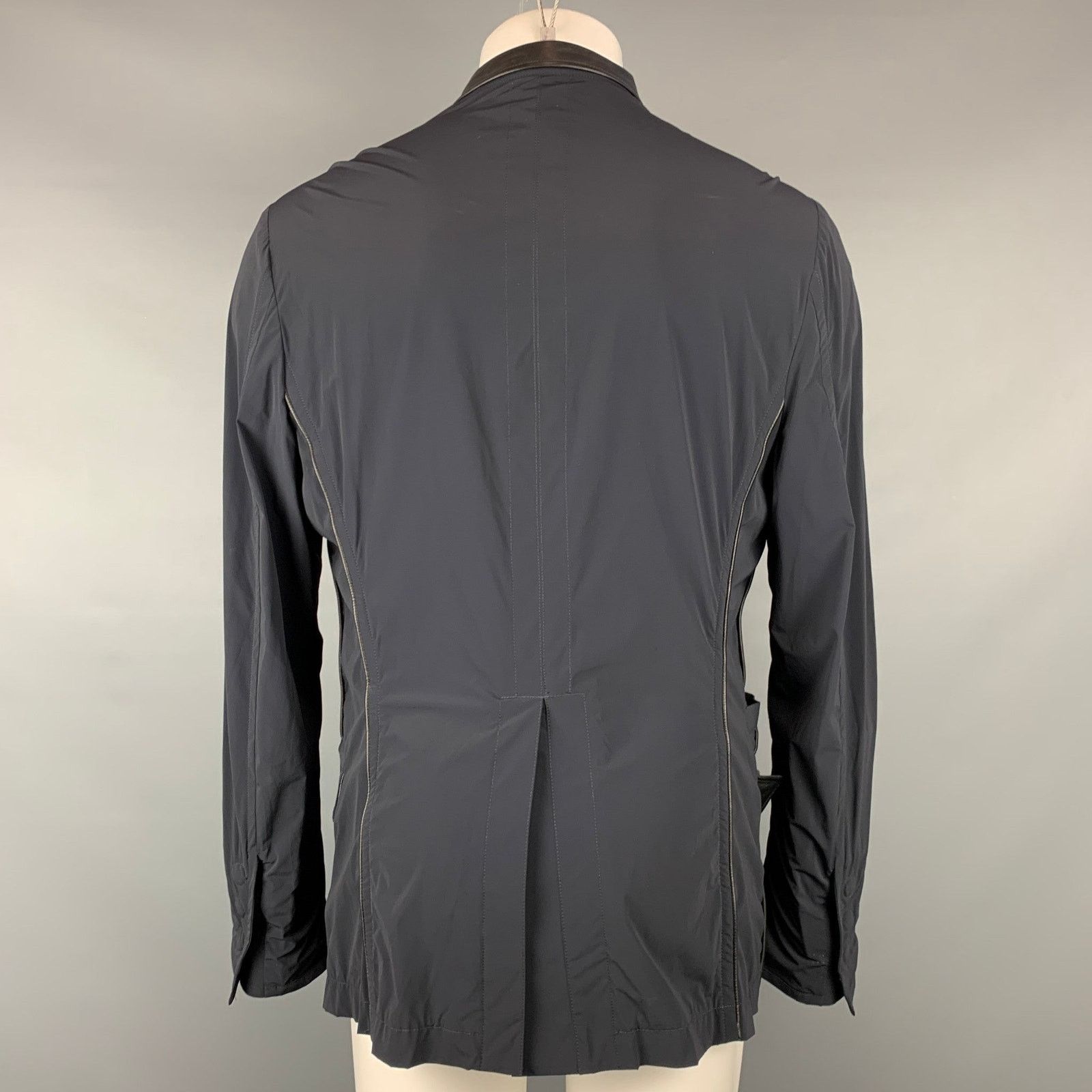 Giorgio Armani GIORGIO ARMANI Navy Nylon Blend Snaps Lightweight Jacket Size US L / EU 52-54 / 3 - 4 Thumbnail