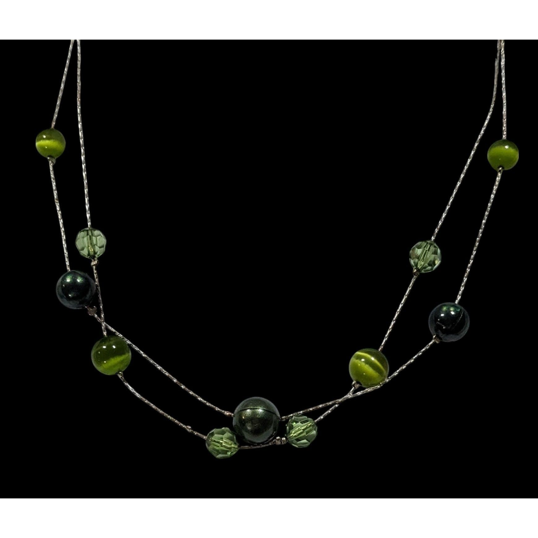 Other Whimsical Layered Green And Silver Tone Station Necklace Size ONE SIZE - 4 Thumbnail
