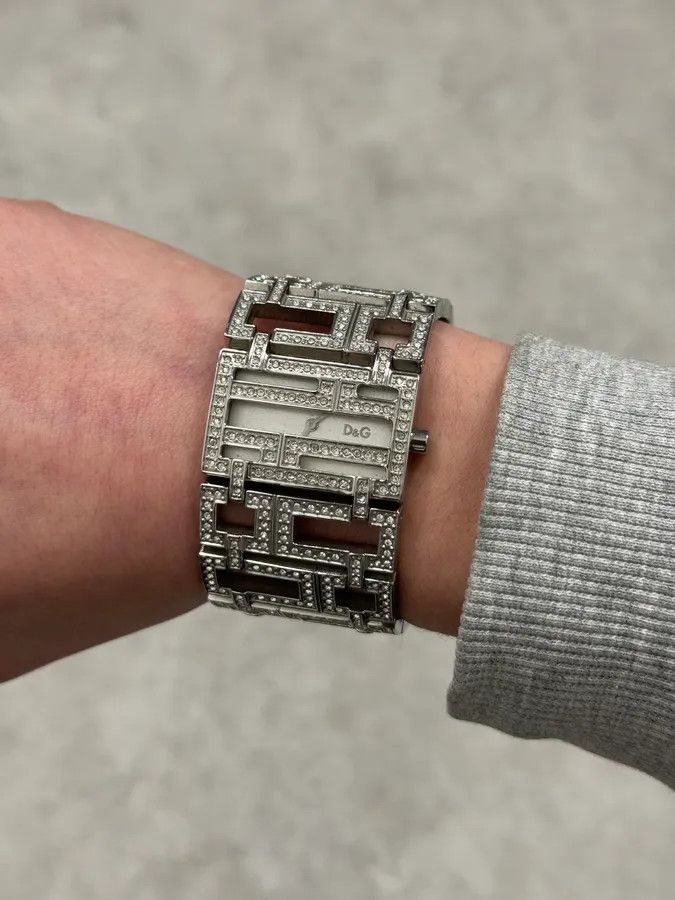 Dolce & Gabbana 2000s Dolce & Gabbana Grey Strass Abstract Watch Size ONE SIZE - 3 Thumbnail