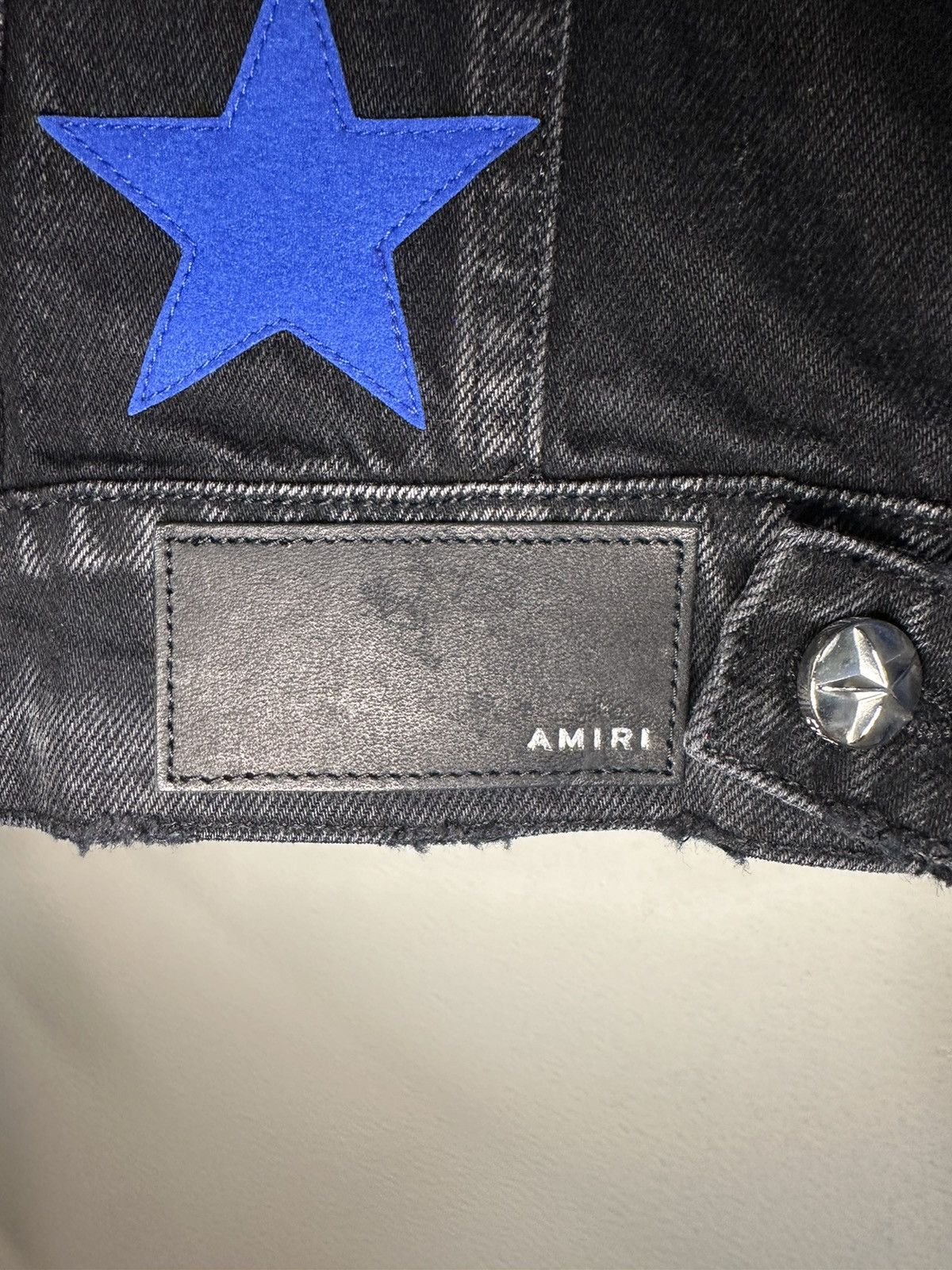 Amiri AMIRI Black Denim “Chemist Star Trucker” Jacket w Blue Stars Size US XL / EU 56 / 4 - 5 Thumbnail