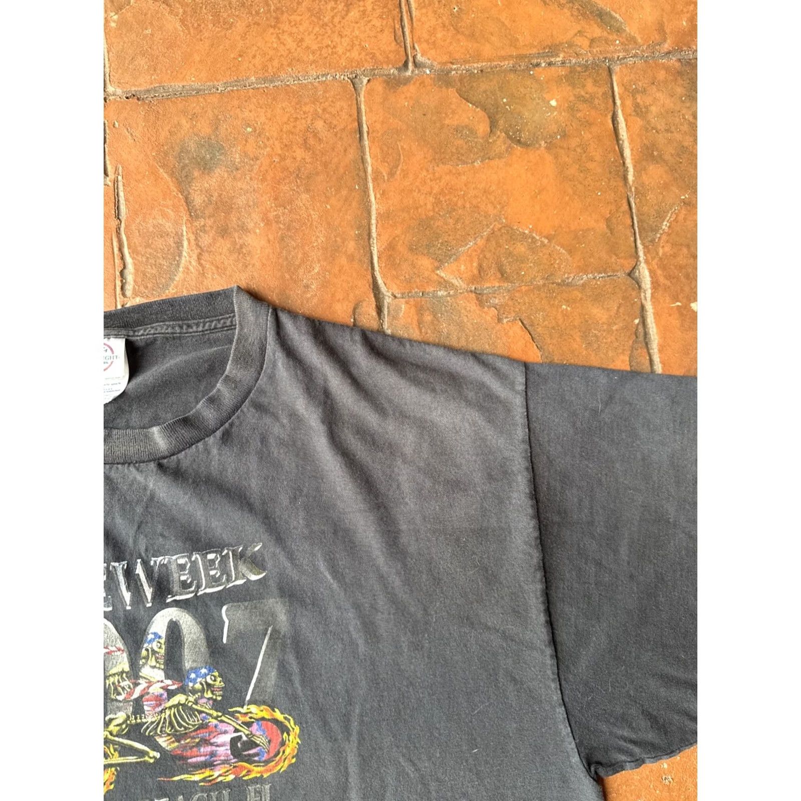 Delta VINTAGE Delta T-Shirt XL Black Skeleton Skull Flame 90s Biker Motorcycle Rock USA Shirt Mens Size US XL / EU 56 / 4 - 5 Thumbnail