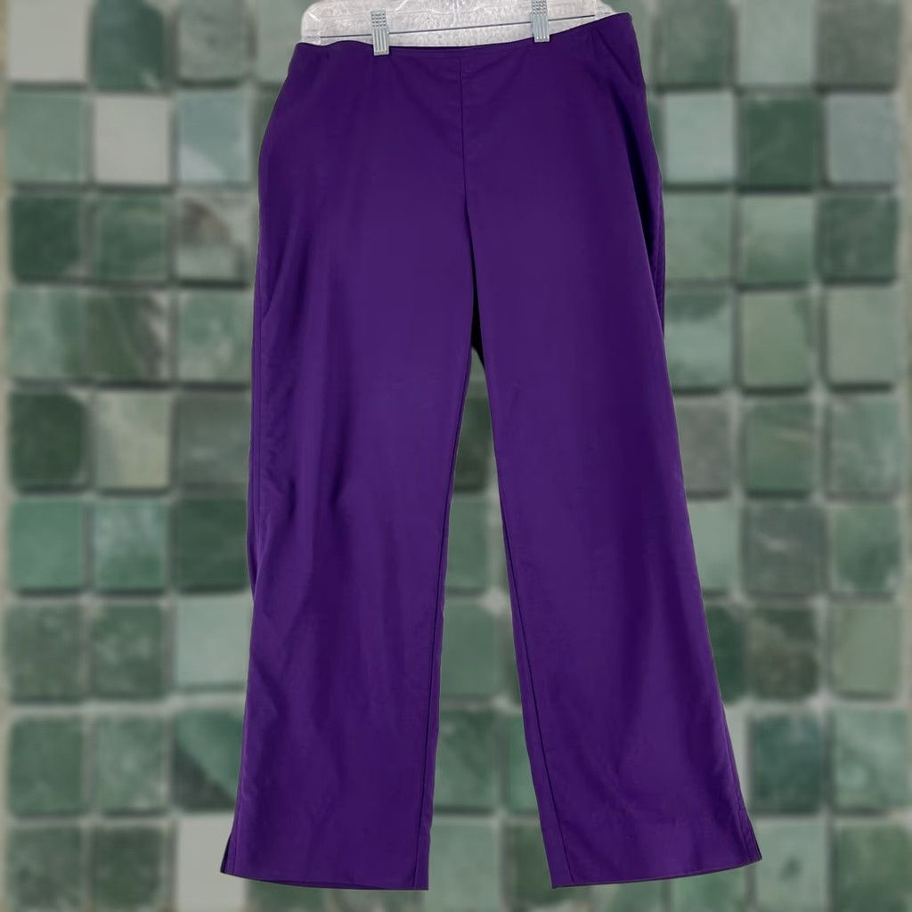 St. John St. John Pants Womens Size 8 Purple Cropped Cotton Mid-Rise Knit Straight Front VTG Made in USA Size 30" / US 8 / IT 44 - 1 Thumbnail