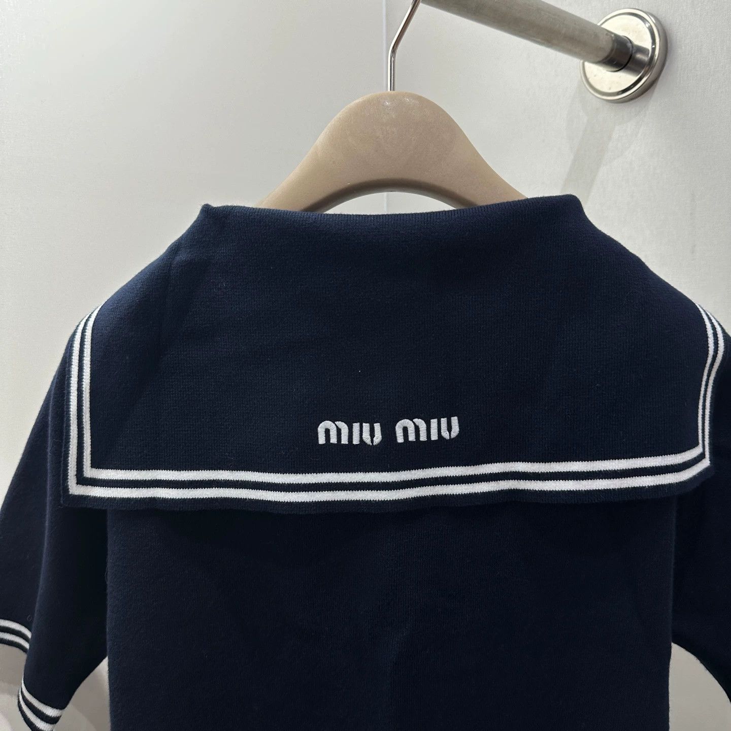 Miu Miu MIU MIU navy collar logo short-sleeve dress 42 Size M / US 6-8 / IT 42-44 - 7 Thumbnail