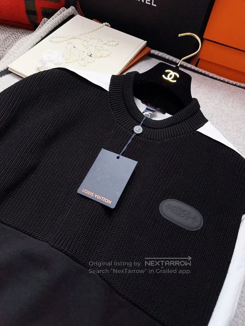 Louis Vuitton Louis Vuitton Black and white patchwork knit crewneck long Size US S / EU 44-46 / 1 - 4 Thumbnail