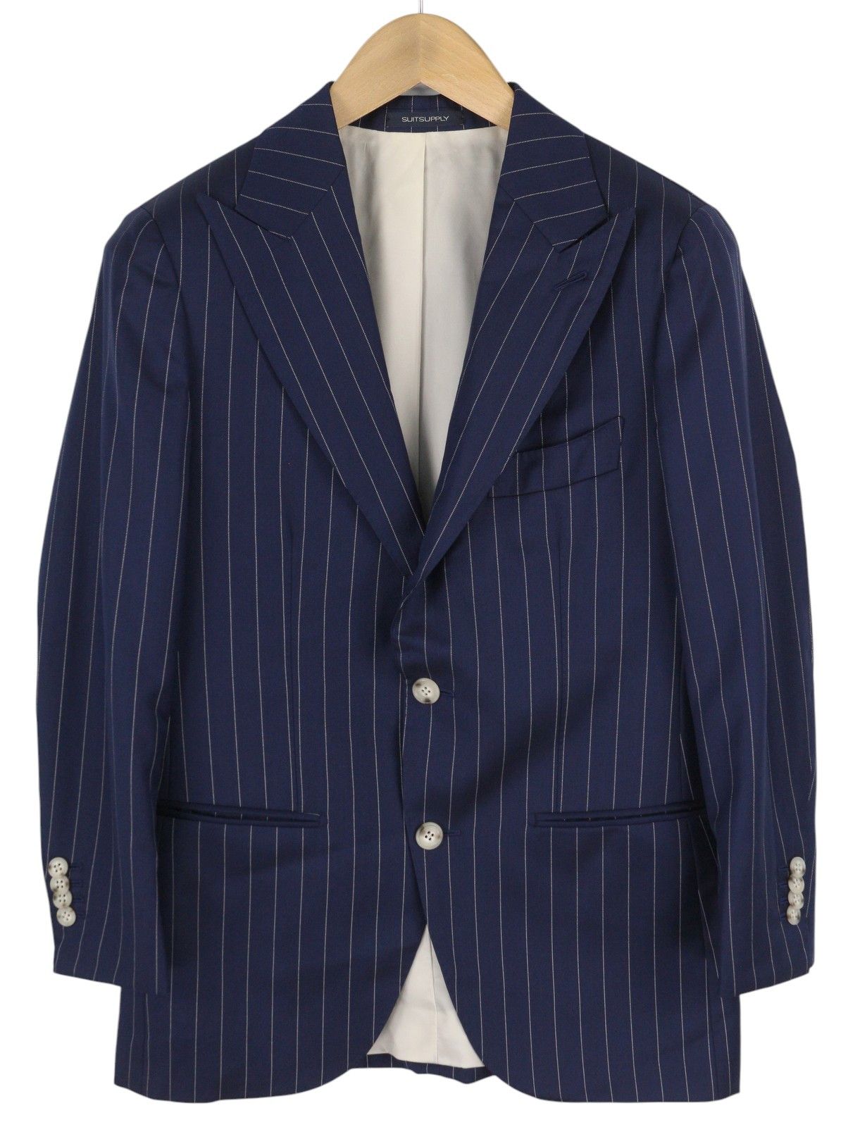 Suitsupply LA SPALLA UK34R/UK36L Blue Wool Pinstriped Suit 86361 Size 34R - 4 Thumbnail