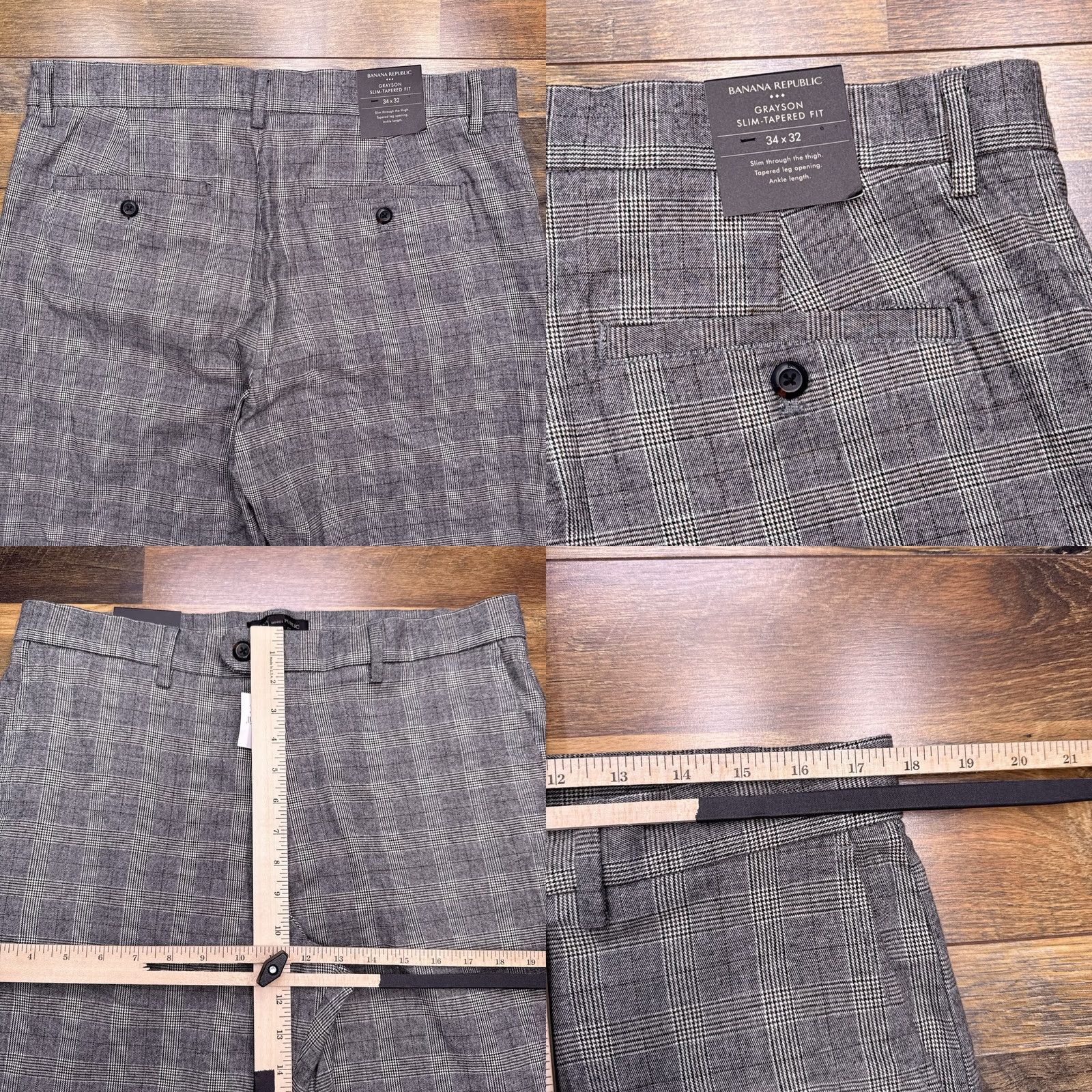 Banana Republic Banana Republic Grayson Pants Mens 34x32 Gray Plaid Slim Tapered Fit New Size US 34 / EU 50 - 8 Thumbnail