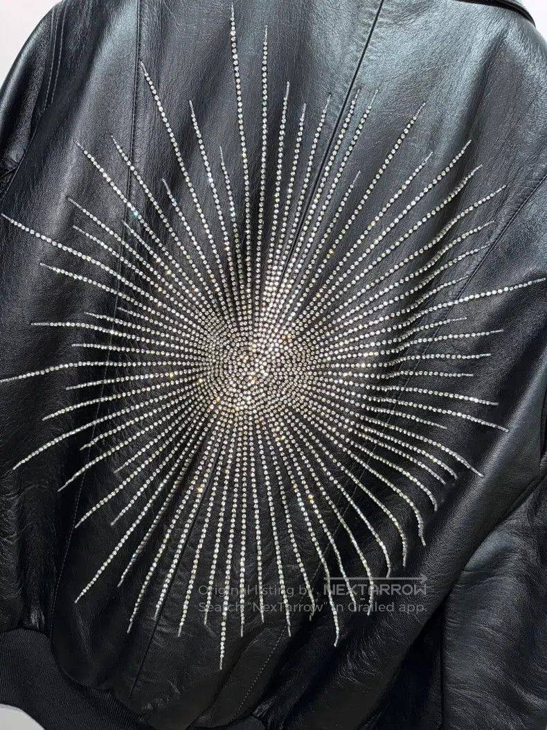 Saint Laurent Paris Saint Laurent Leather Jacket with Rhinestones. Size US L / EU 52-54 / 3 - 4 Thumbnail