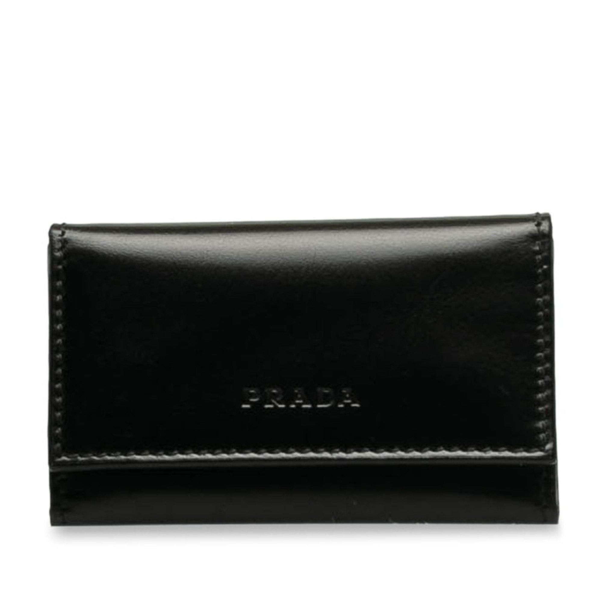 image of Prada 6 Key Case 1M0222 Black Leather Ladies, Women's