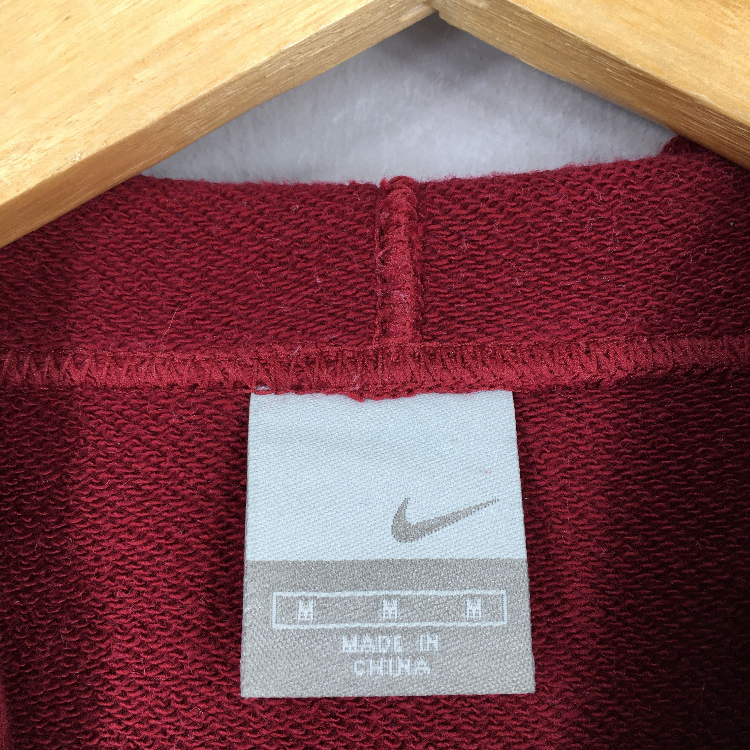 Nike Vintage 90's Nike Swoosh Maroon Pullover Hoodie Medium Size US M / EU 48-50 / 2 - 6 Thumbnail