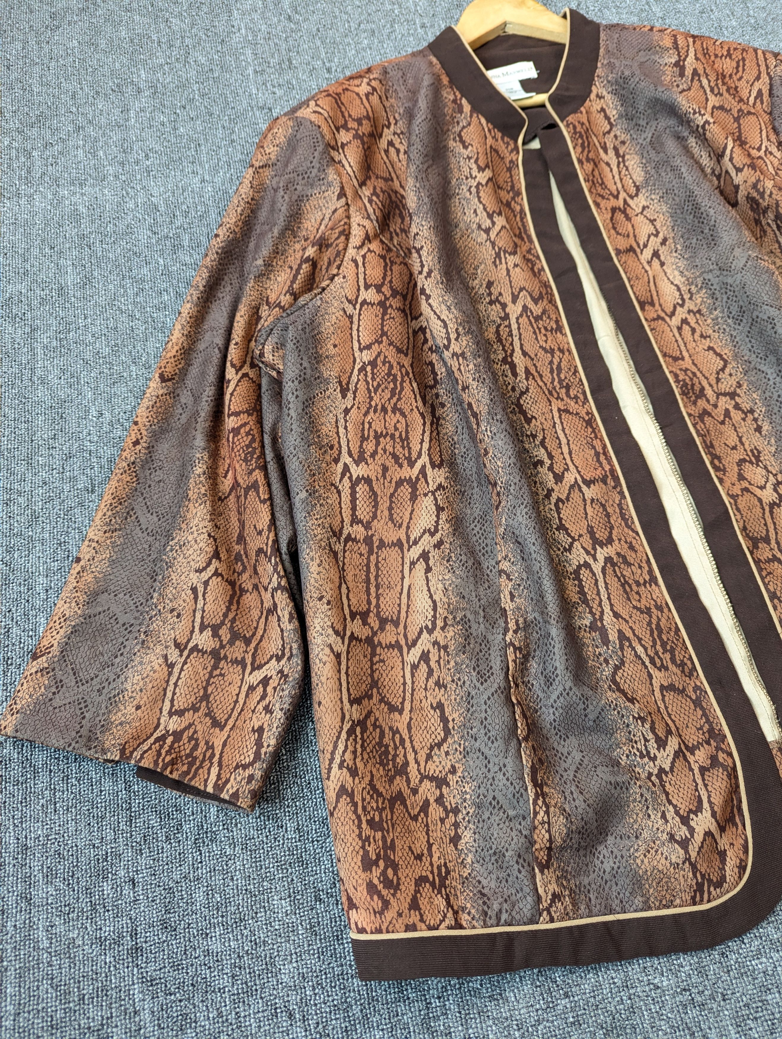 Vintage Vintage Anna Maxwell Snake Printed Kimono Cardigan Jacket Size 4XL / US 24-26 - 3 Thumbnail