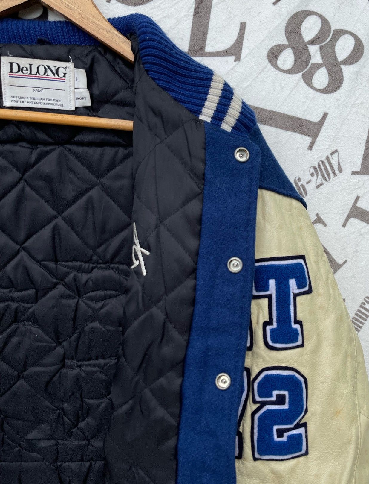 Delong 🔥Vintage 90's Delong USA Hurricanes Leather Sleeve Varsity Size US L / EU 52-54 / 3 - 20 Thumbnail