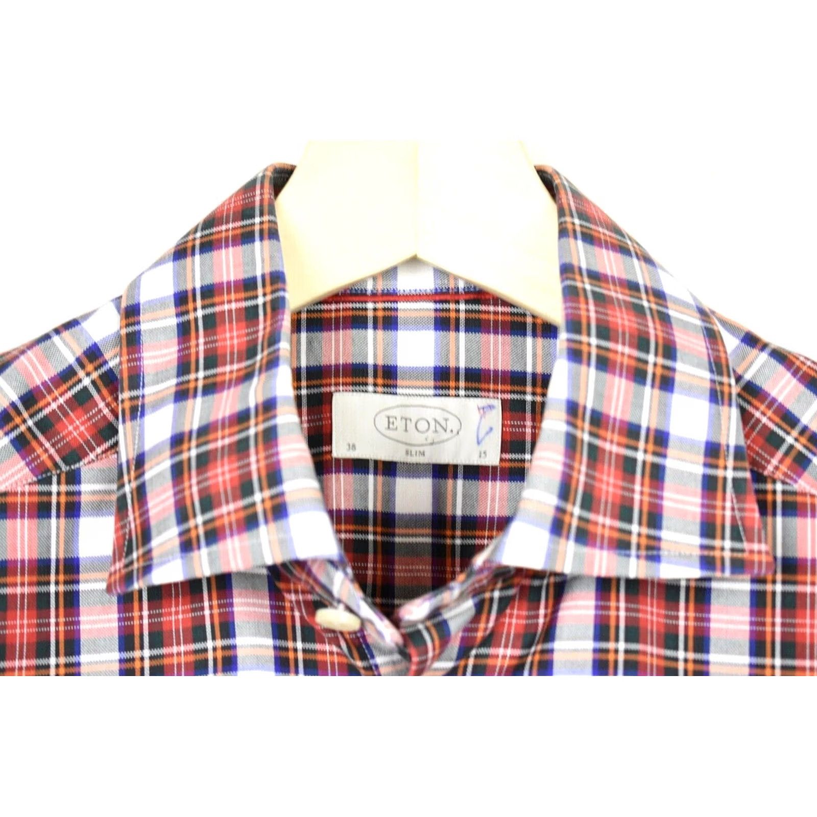 Eton ETON Slim Formal Shirt Men US 38 Checked Collar Button Up Size 38R - 4 Thumbnail