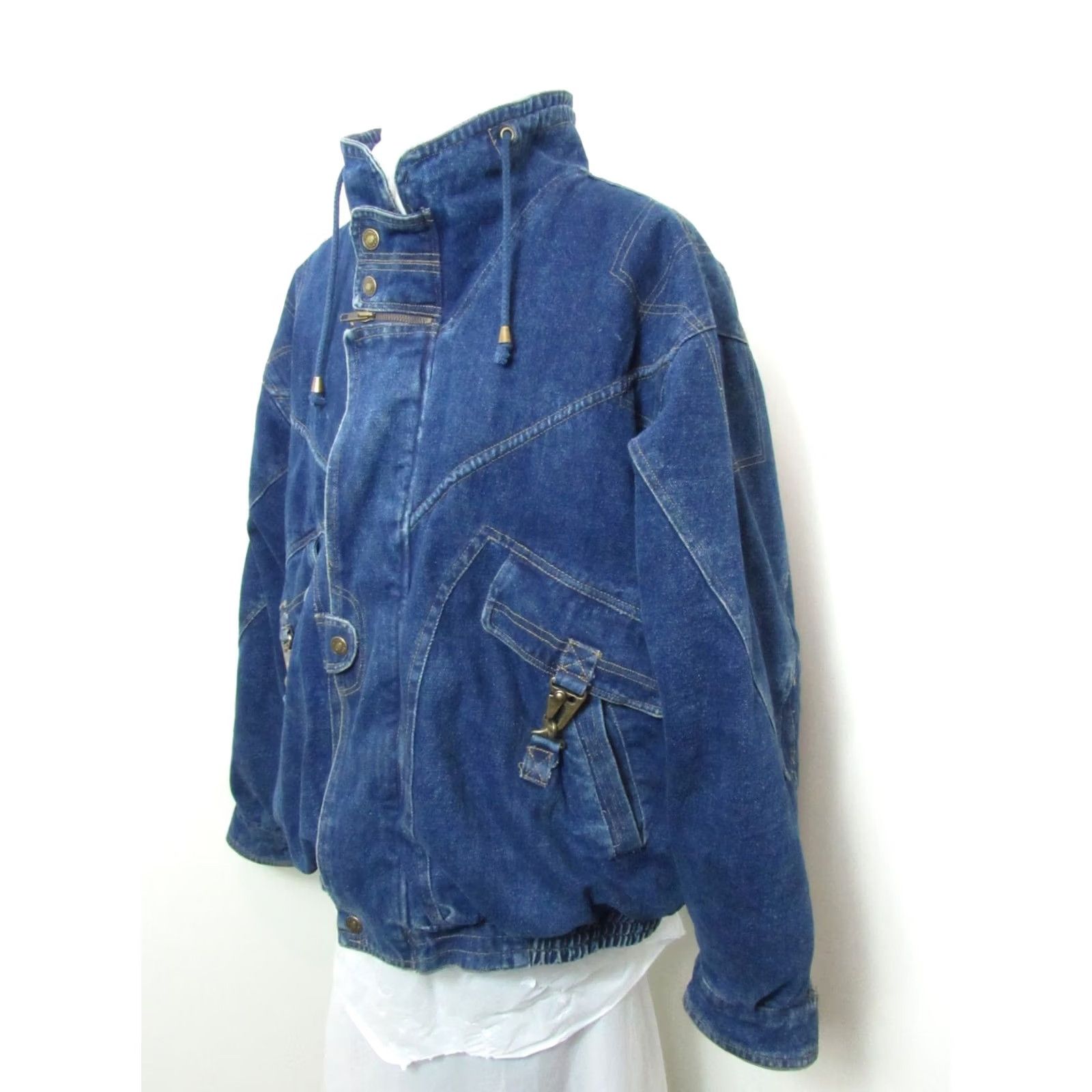 Denime VINTAGE Todays News Denim Jean Jacket Lined Quilted Men L Blue 80s Grunge Bomber Jacket Mens Vest? Size US 33 - 2 Thumbnail