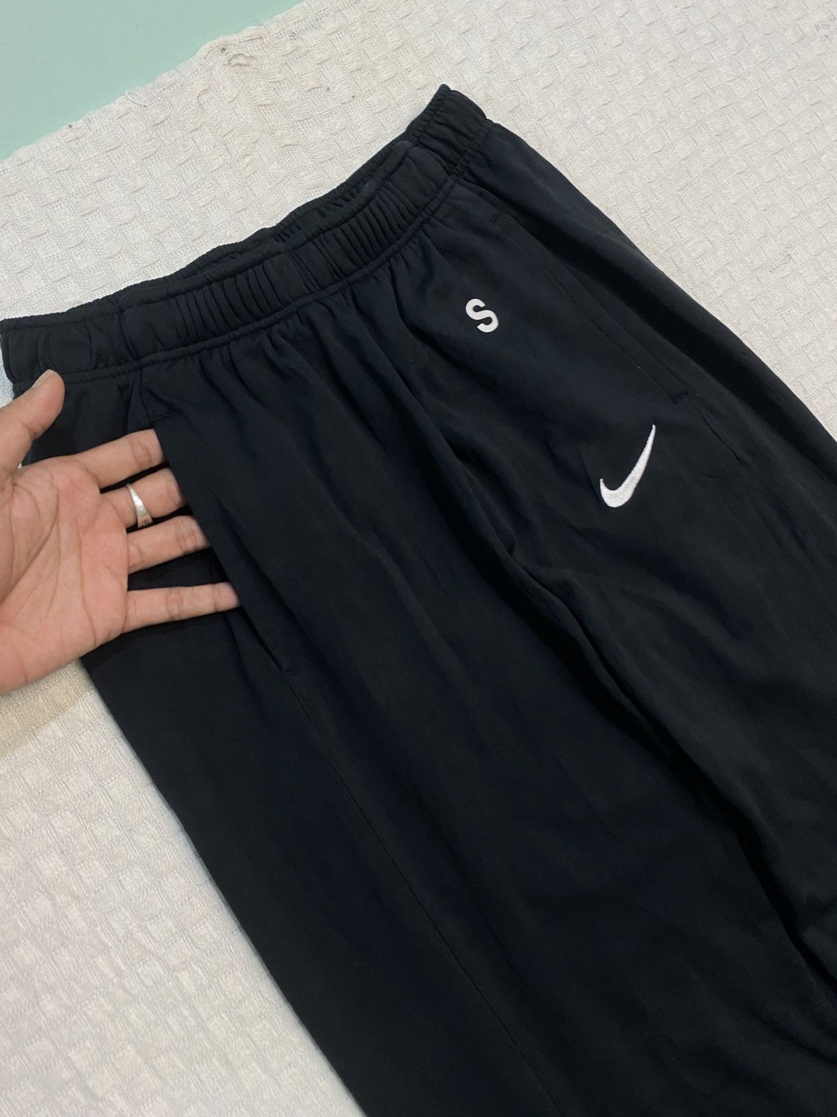 Bodega × Nike 💥 VINTAGE NIKE 90S BAGGY WIDE LEG SWOOSH TRACK PANTS Y2K Size US 36 / EU 52 - 2 Thumbnail