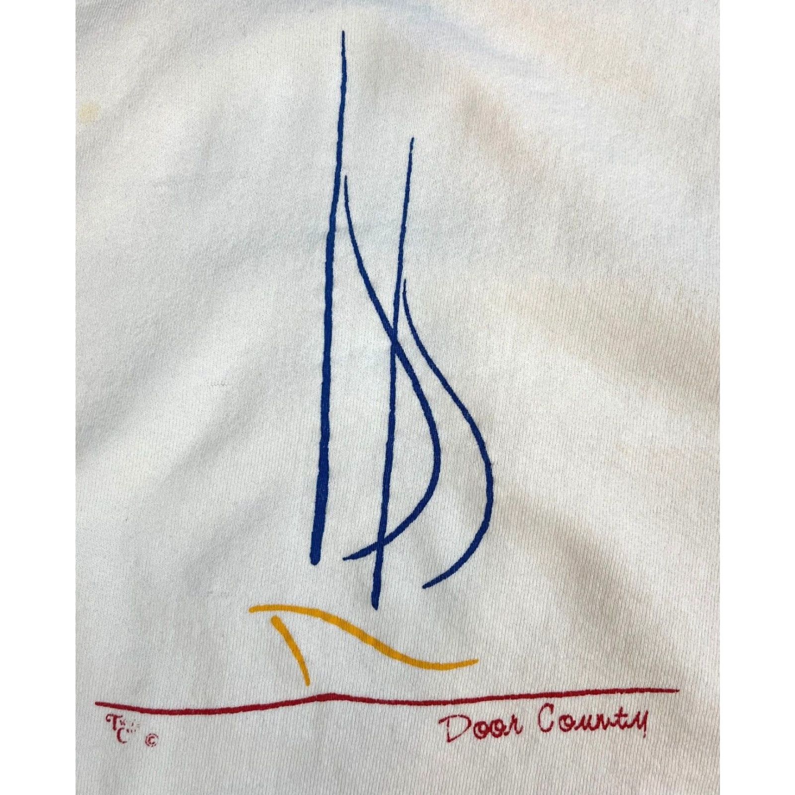 Vintage VINTAGE Oneita Wisconsin Door County Crewneck Sweatshirt XL White 90s Graphic Print Unisex Adults Pullover Crew Neck Sweatshirt Mens Womens Size US XL / EU 56 / 4 - 3 Thumbnail