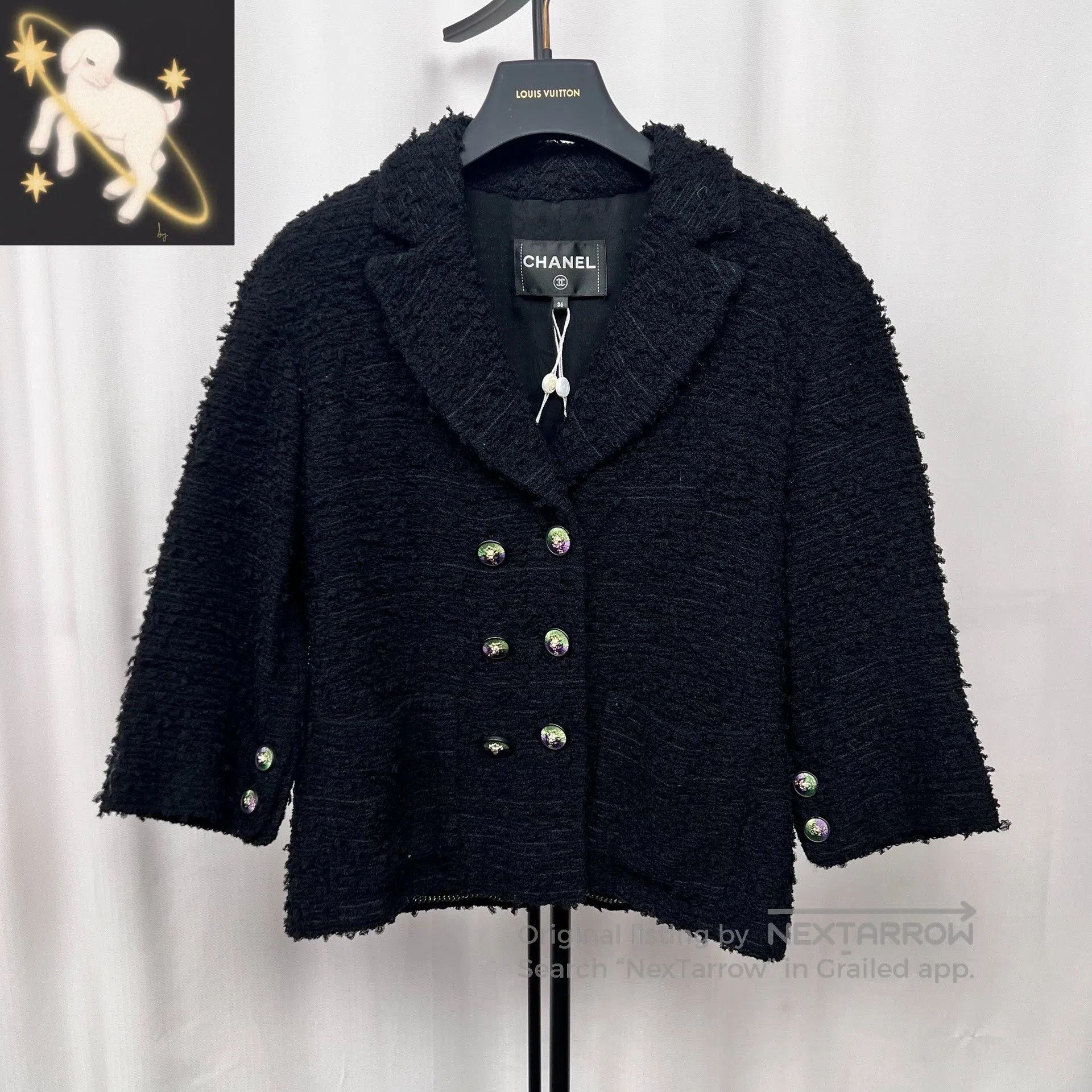Chanel Chanel Black Wool Lion Head Button Coat 36. Size XS / US 0-2 / IT 36-38 - 1 Thumbnail