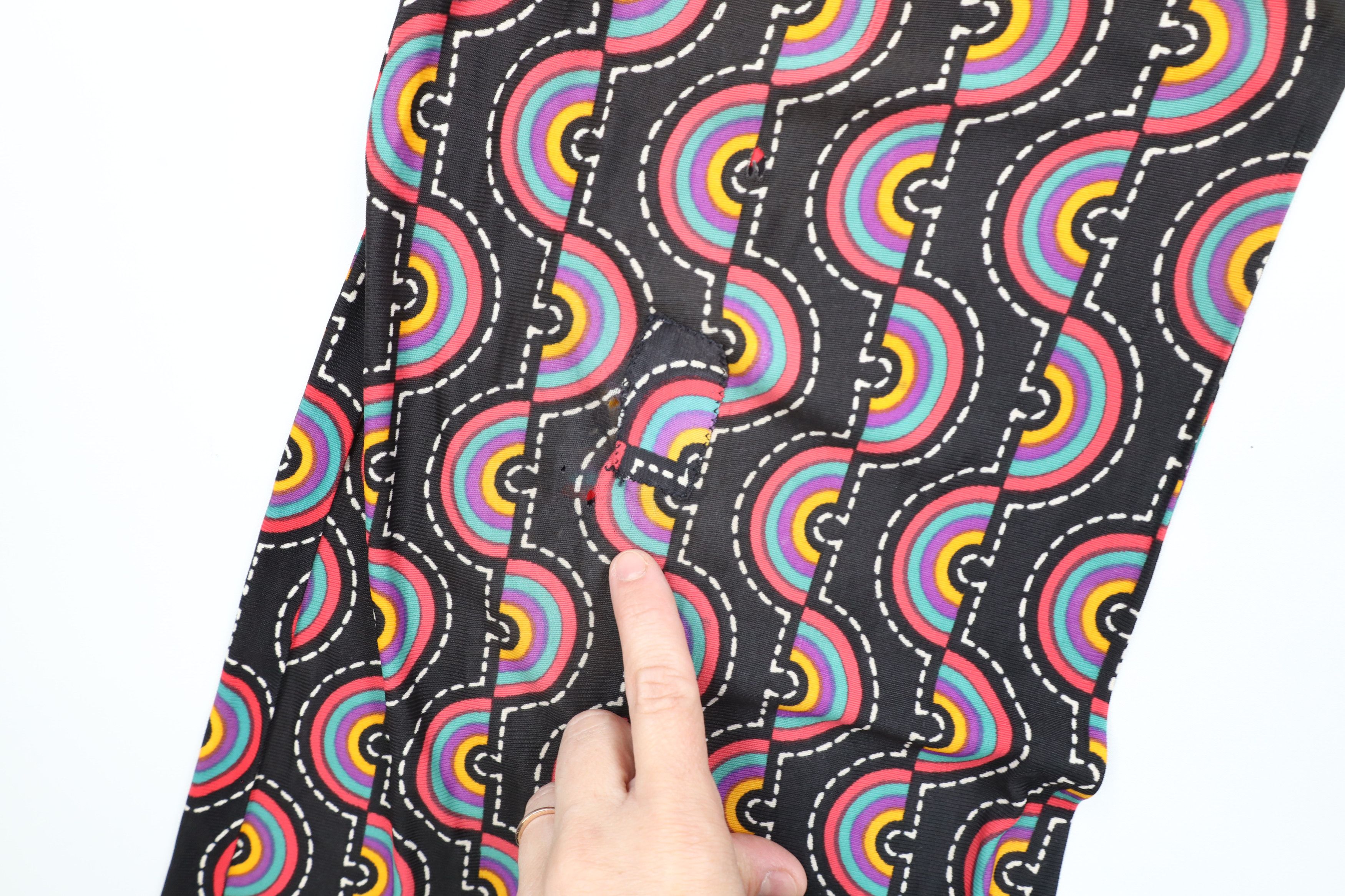 Vintage Vintage 60s 70s Rainbow Psychedelic Knit Bell Bottoms Pants Size 22" - 6 Thumbnail