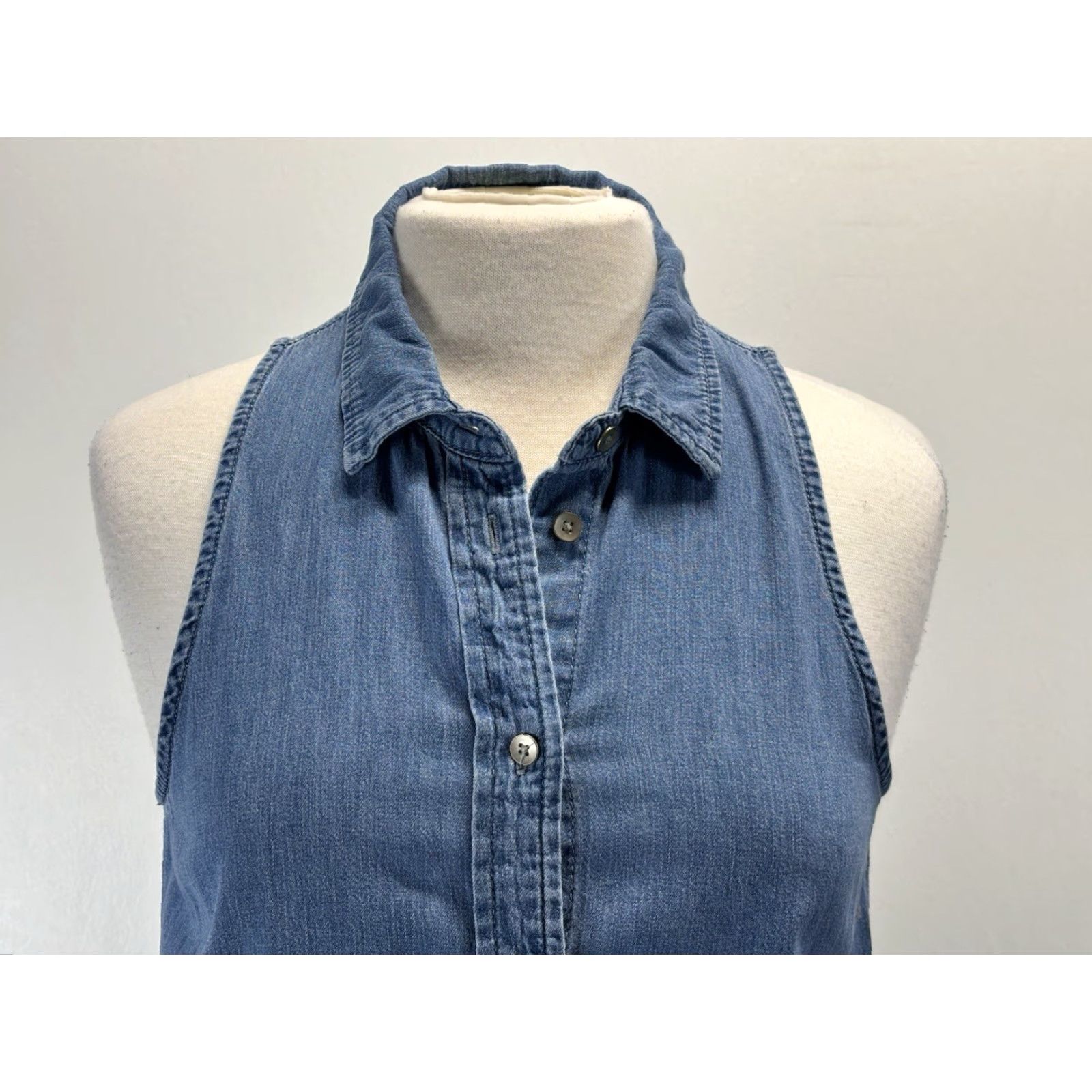 Gap VINTAGE Gap Mini Shirt Dress Women’s Small Blue Chambray Ruffle Pockets Casual Size S / US 4 / IT 40 - 5 Thumbnail