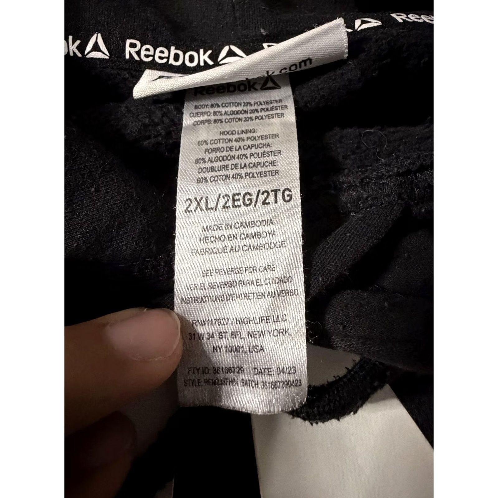 Reebok Reebok Hoodie Mens 2XL Black Logo Fleece Pullover Graphic Sweatshirt Athletic Size US XXL / EU 58 / 5 - 7 Thumbnail
