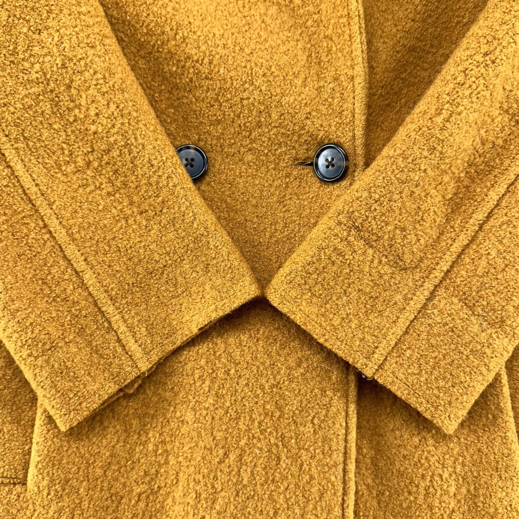 J.Crew VINTAGE J.CREW Coat Womens 2 Yellow Long Boiled Wool Double Breasted Solid Overcoat 90s Paris Wool Blend Lined Pockets Dry Clean Only Mens? Size XS / US 0-2 / IT 36-38 - 4 Thumbnail