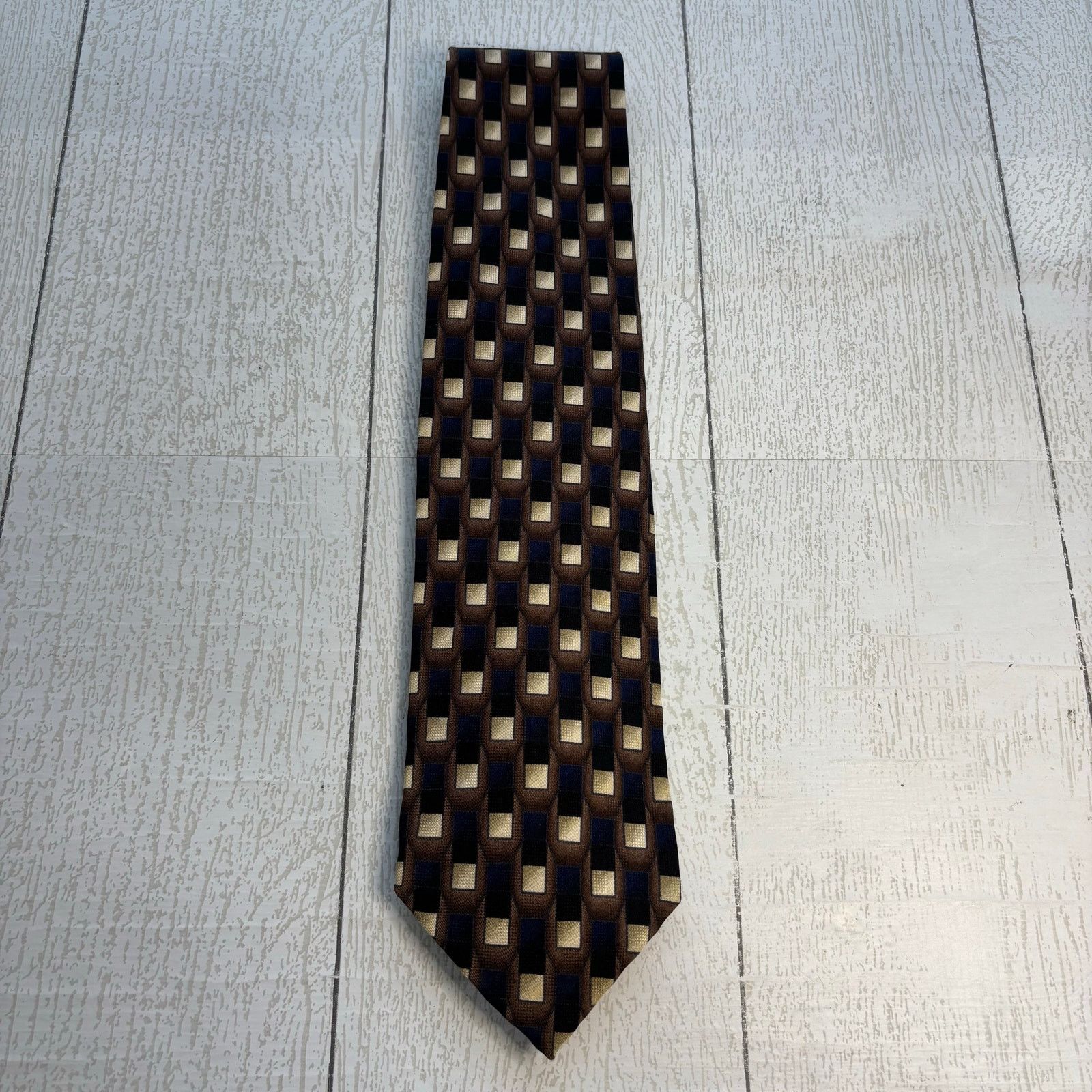 Other J.Z. Richards for Nordstrom Silk Tie Brown and Navy Size ONE SIZE - 2 Thumbnail