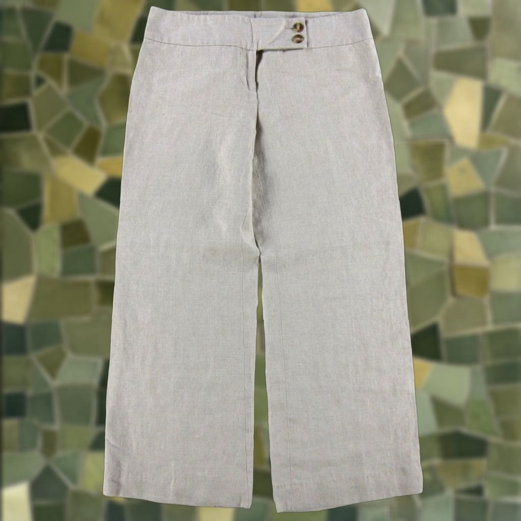 Michael Kors Michael Kors Women 100% Linen Capri Pants Wide Leg Brown Beige 10 Size 32" / US 10 / IT 46 - 1 Thumbnail
