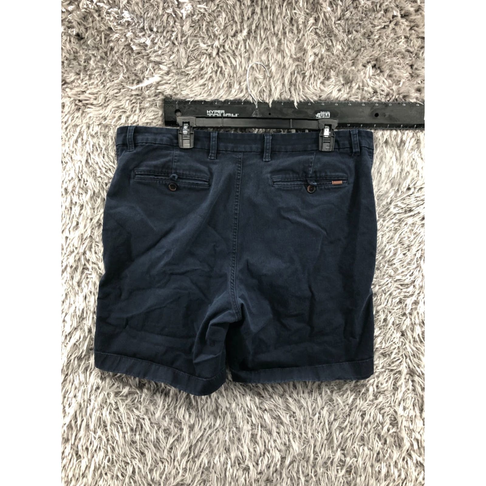 Chaps Chaps Chino Shorts Mens 38 Mid Rise Dark Blue Wash Knit Cotton Blend Belt Loops 5-Pocket Regular Inseam 9 in Flat Front Size US 38 / EU 54 - 4 Thumbnail