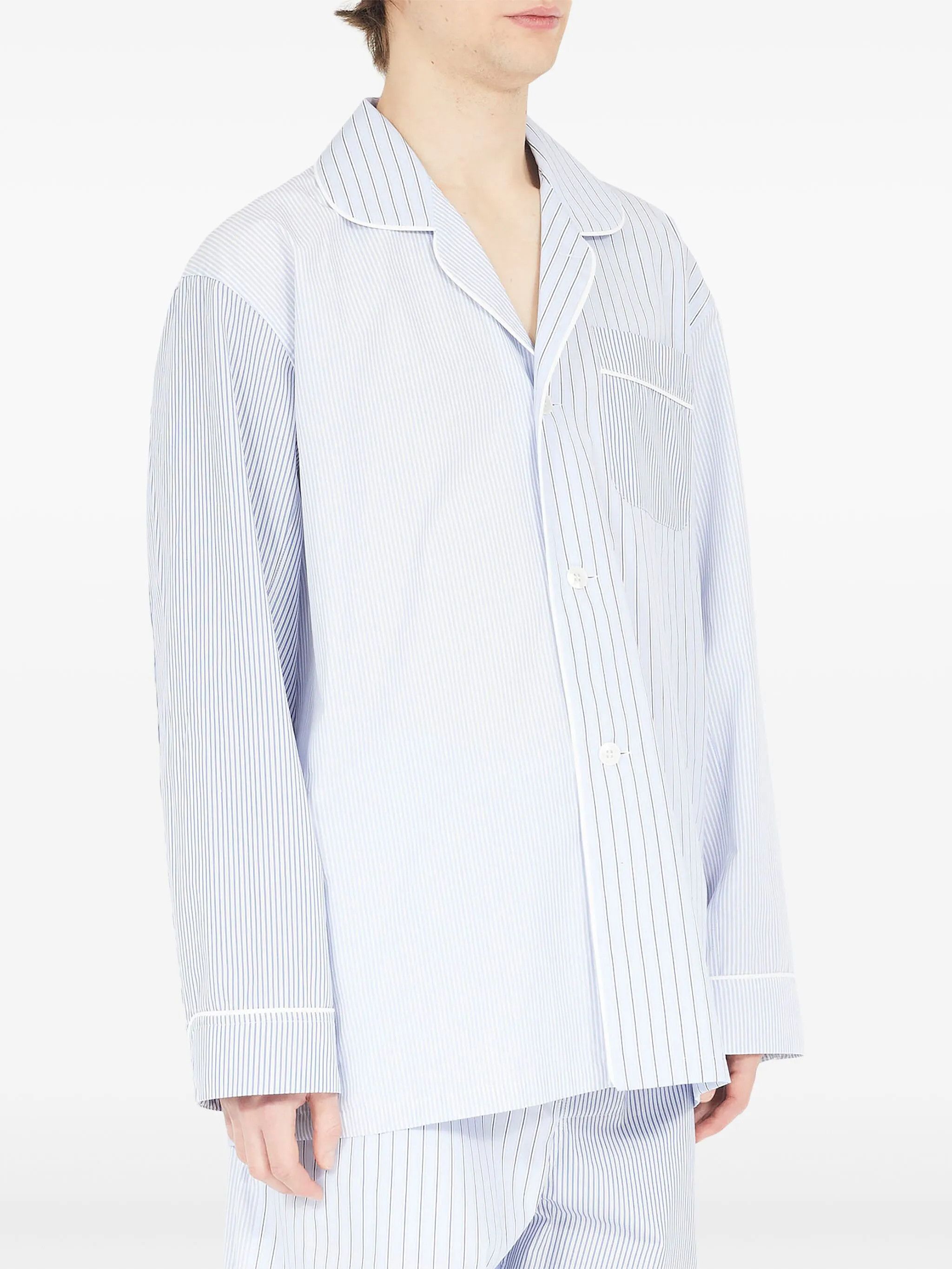 Maison Margiela oc11z0925 Striped Cotton Pajama Shirt in Blue Size US S / EU 44-46 / 1 - 4 Thumbnail